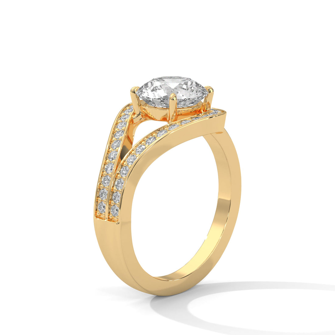 Celestia 2.72 CTW Round Diamond Halo Engagement Gold Ring