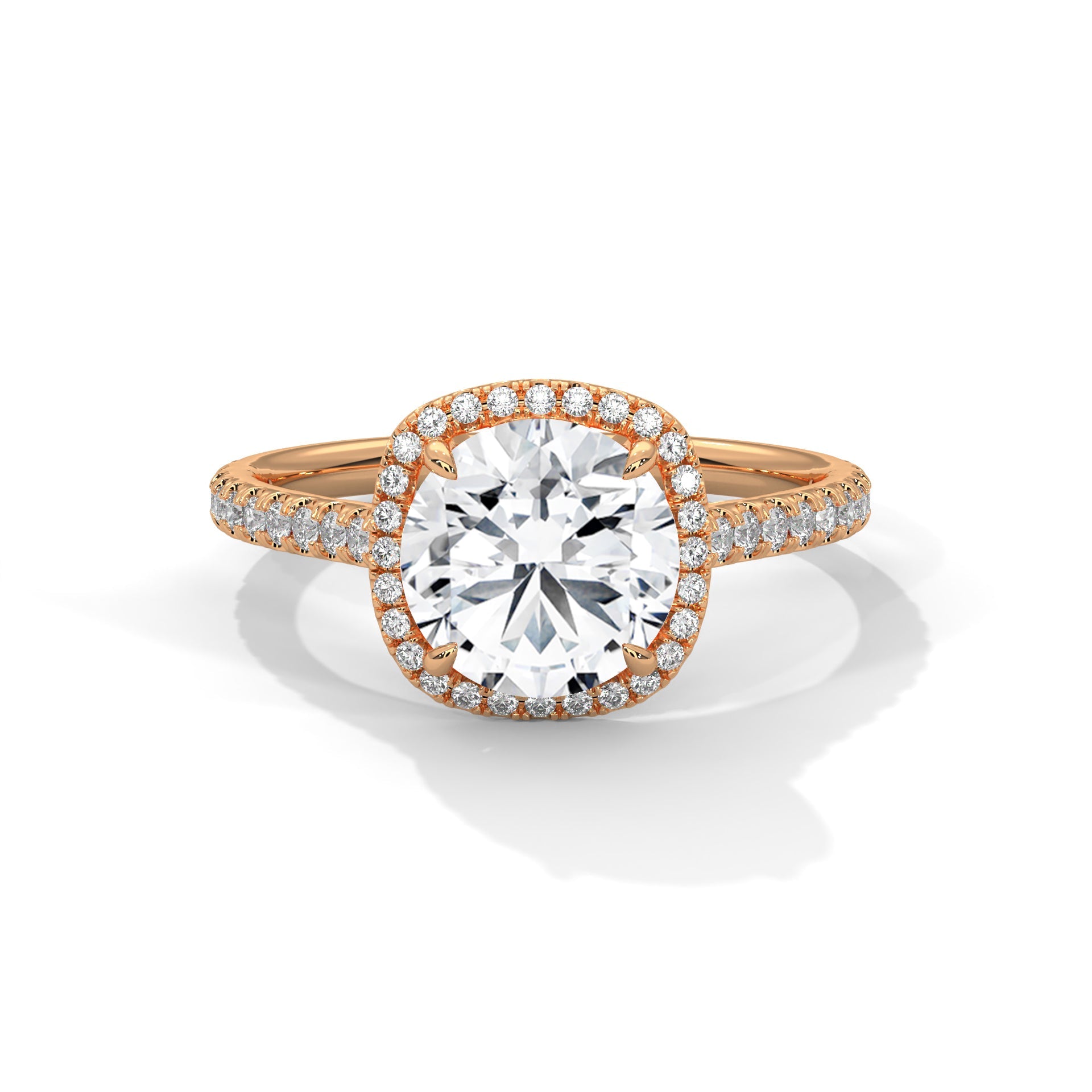 Radiance Halo 2.36 CTW Cushion-Cut Diamond Engagement Ring | F-VS1