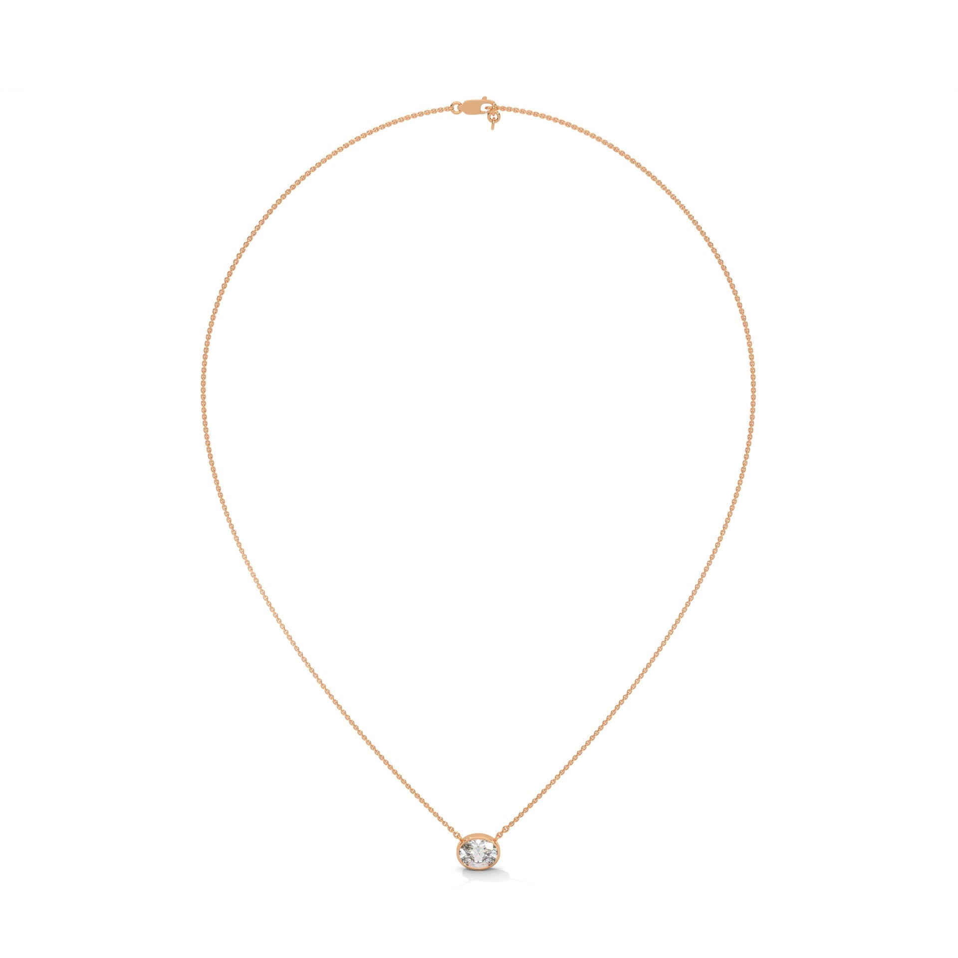 Luminous Glow Oval-Cut Diamond Pendant Necklace 0.75ct E-VS1 | 14K Gold |16”&18” Chain