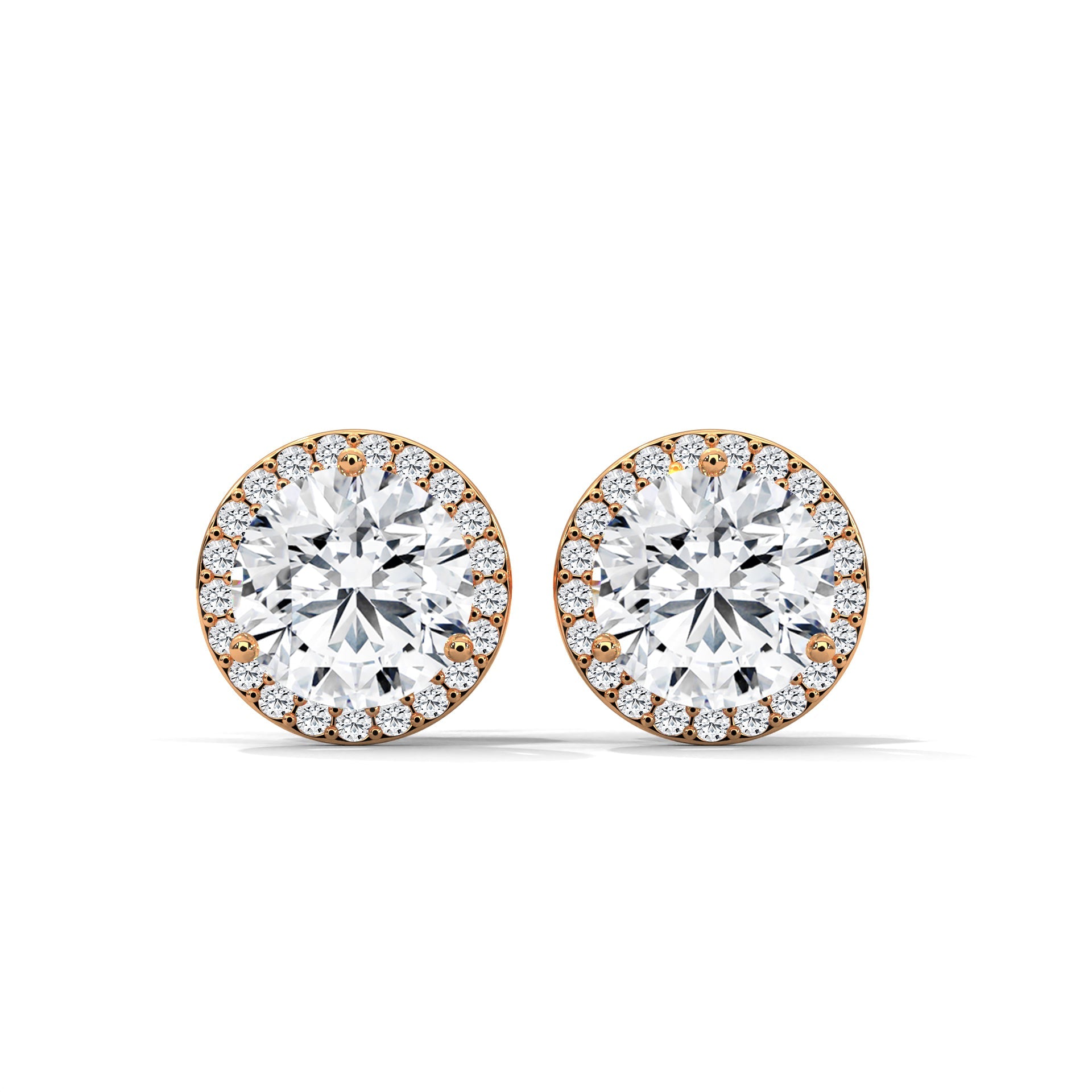 Timeless Round Halo Diamond Stud Earrings in 14K Gold | 2-6 CTW