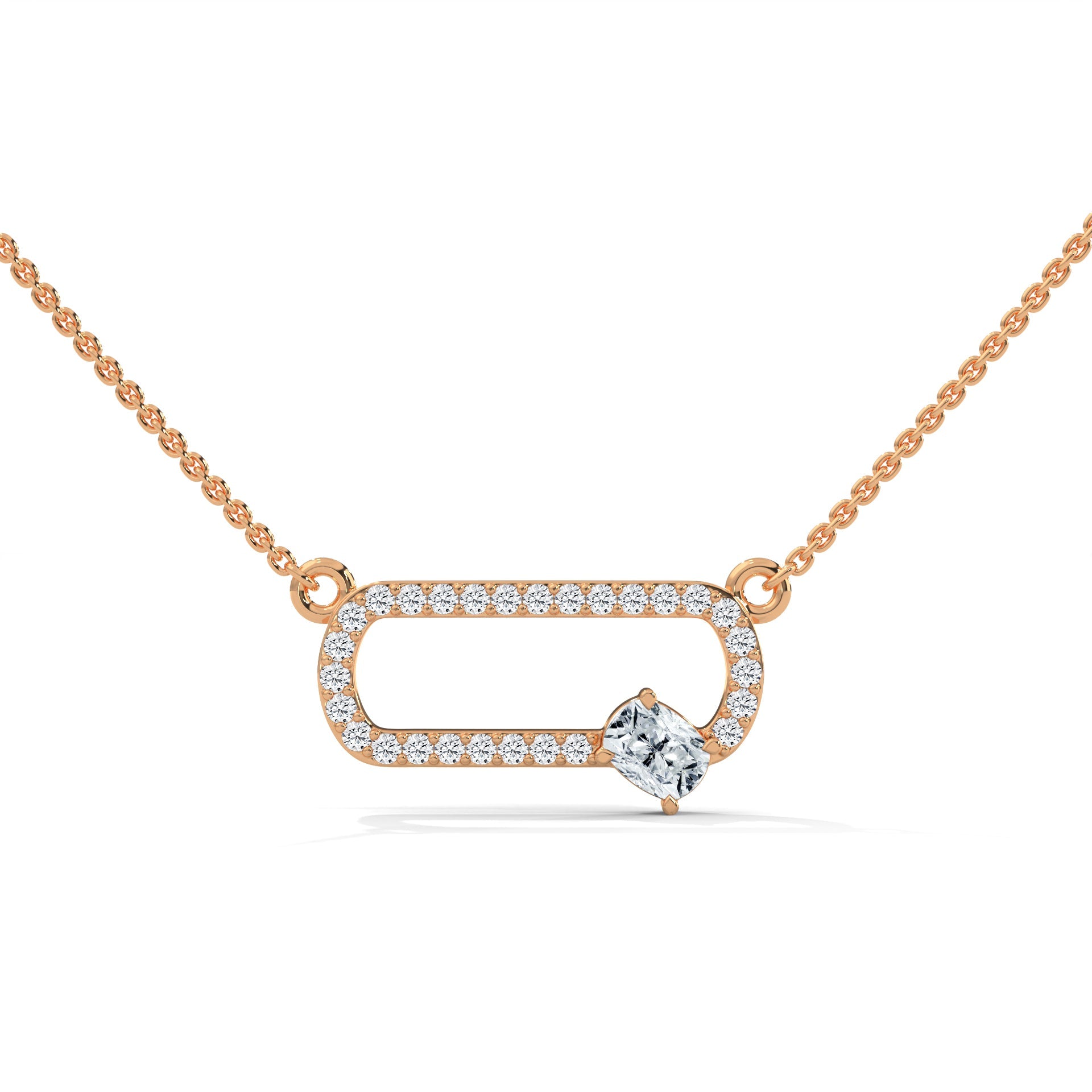 14K Gold Cushion-Cut Diamond Geometric Pendant Necklace | 0.57 CTW