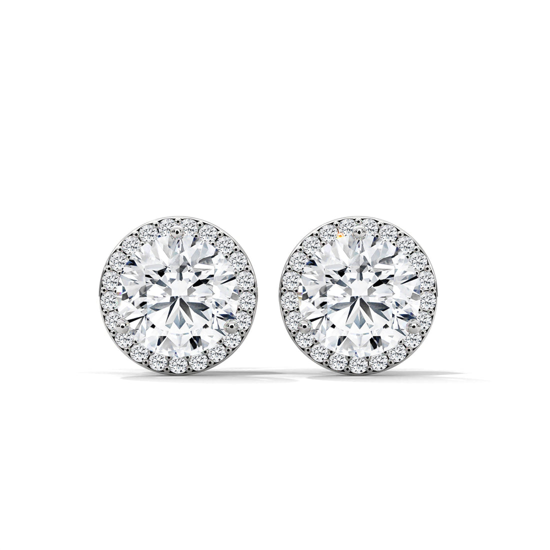 Timeless Round Halo Diamond Stud Earrings in 14K Gold | 2-6 CTW
