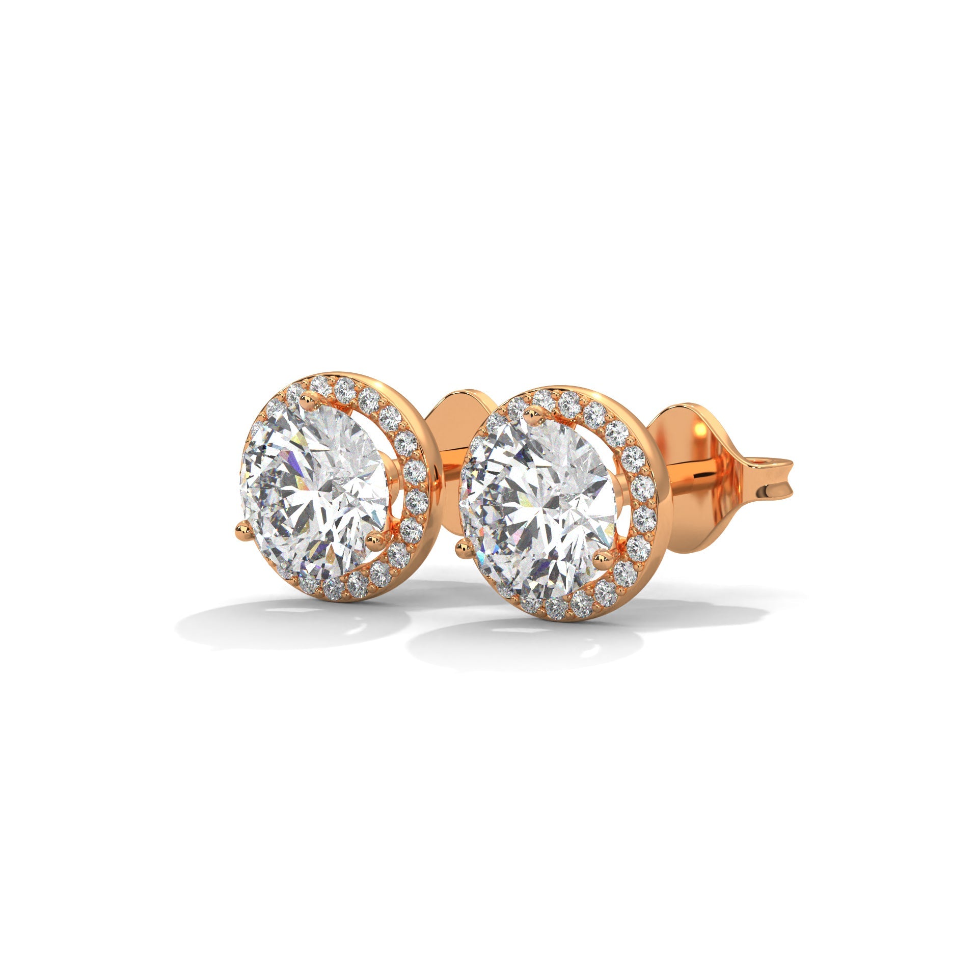 Timeless Round Halo Diamond Stud Earrings in 14K Gold | 2-6 CTW