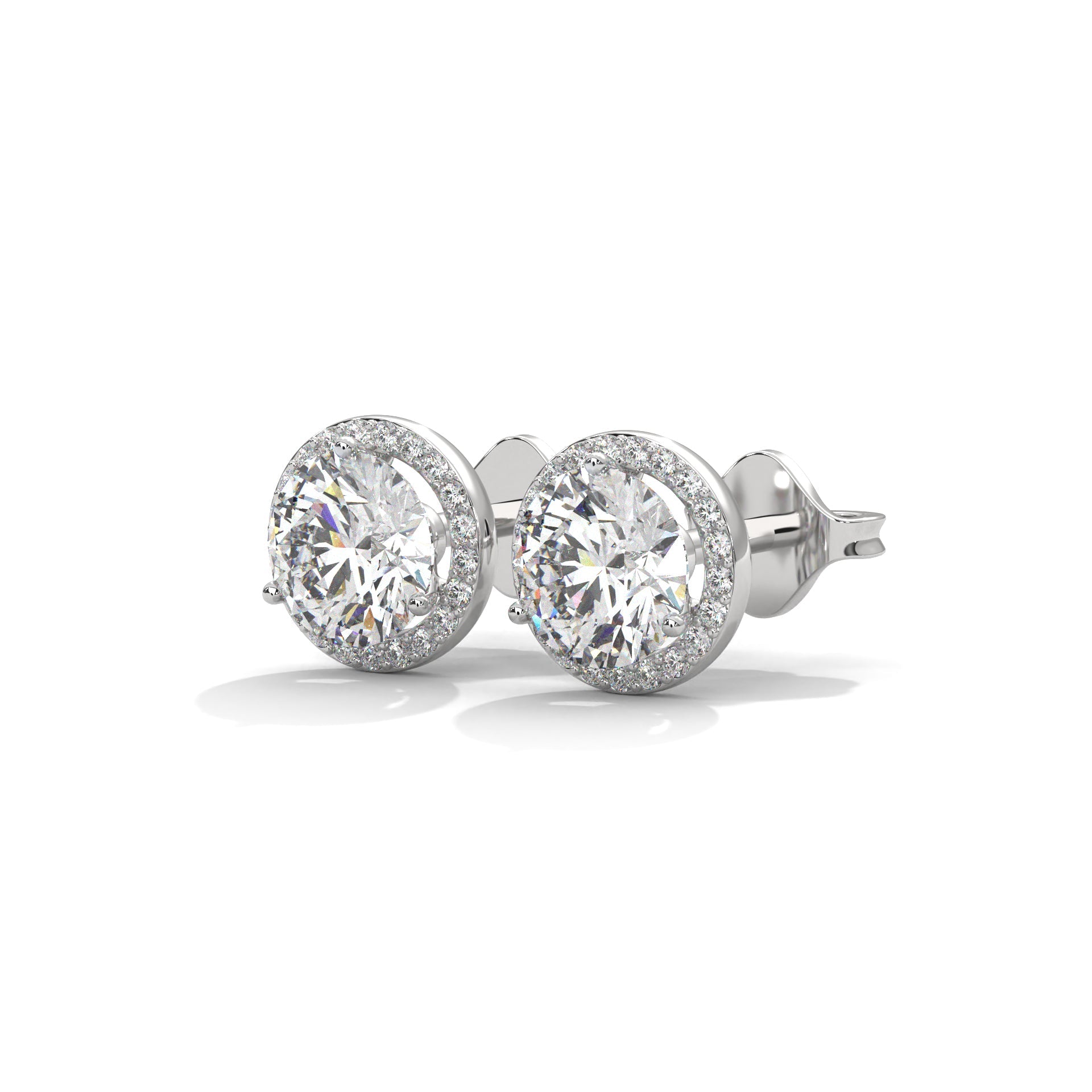 Timeless Round Halo Diamond Stud Earrings in 14K Gold | 2-6 CTW