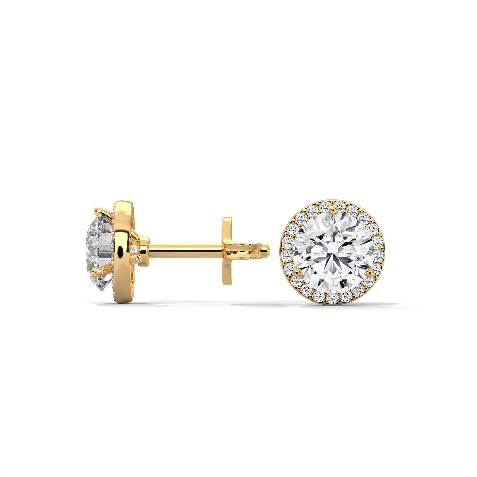 Timeless Round Halo Diamond Stud Earrings in 14K Gold | 2-6 CTW