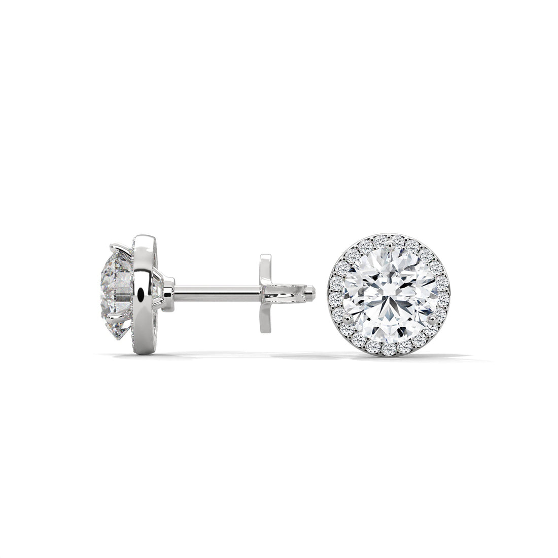 Timeless Round Halo Diamond Stud Earrings in 14K Gold | 2-6 CTW