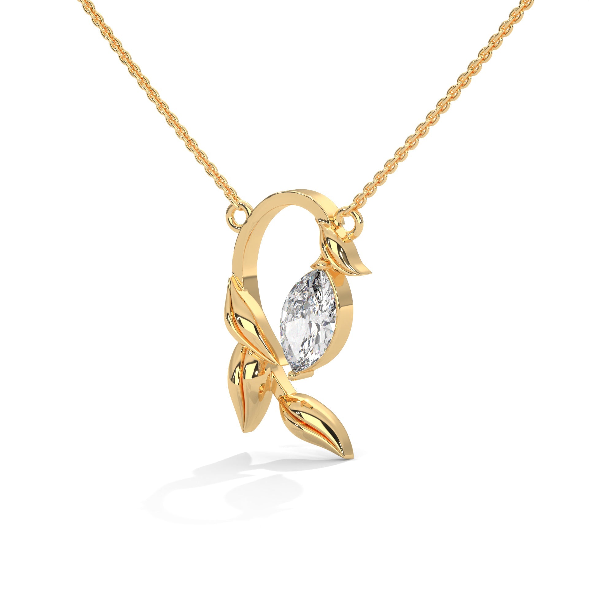 14K Gold Marquise-Cut Diamond Vine Pendant Necklace | 0.50 CTW
