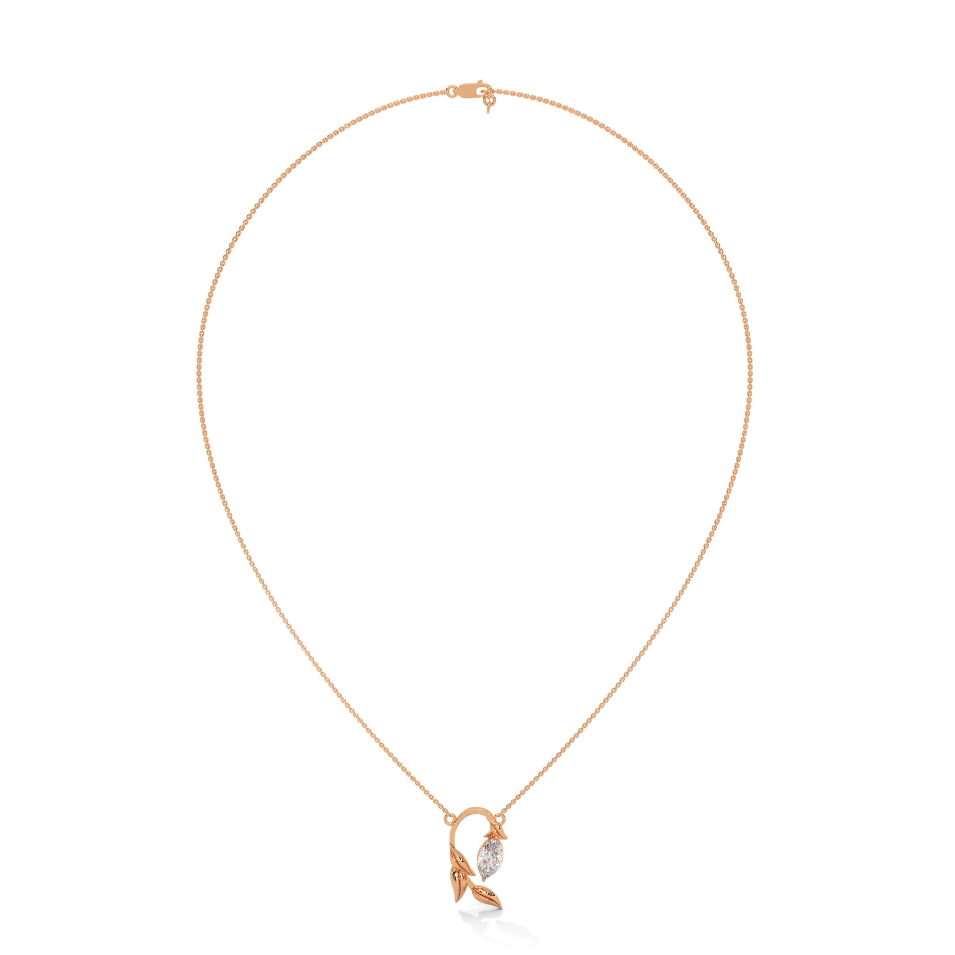14K Gold Marquise-Cut Diamond Vine Pendant Necklace | 0.50 CTW