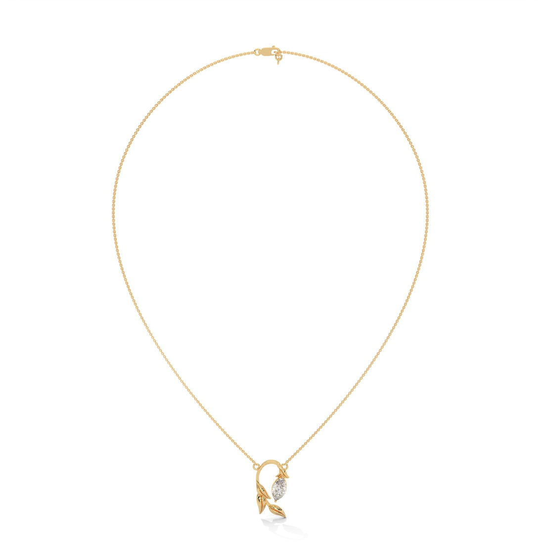 14K Gold Marquise-Cut Diamond Vine Pendant Necklace | 0.50 CTW