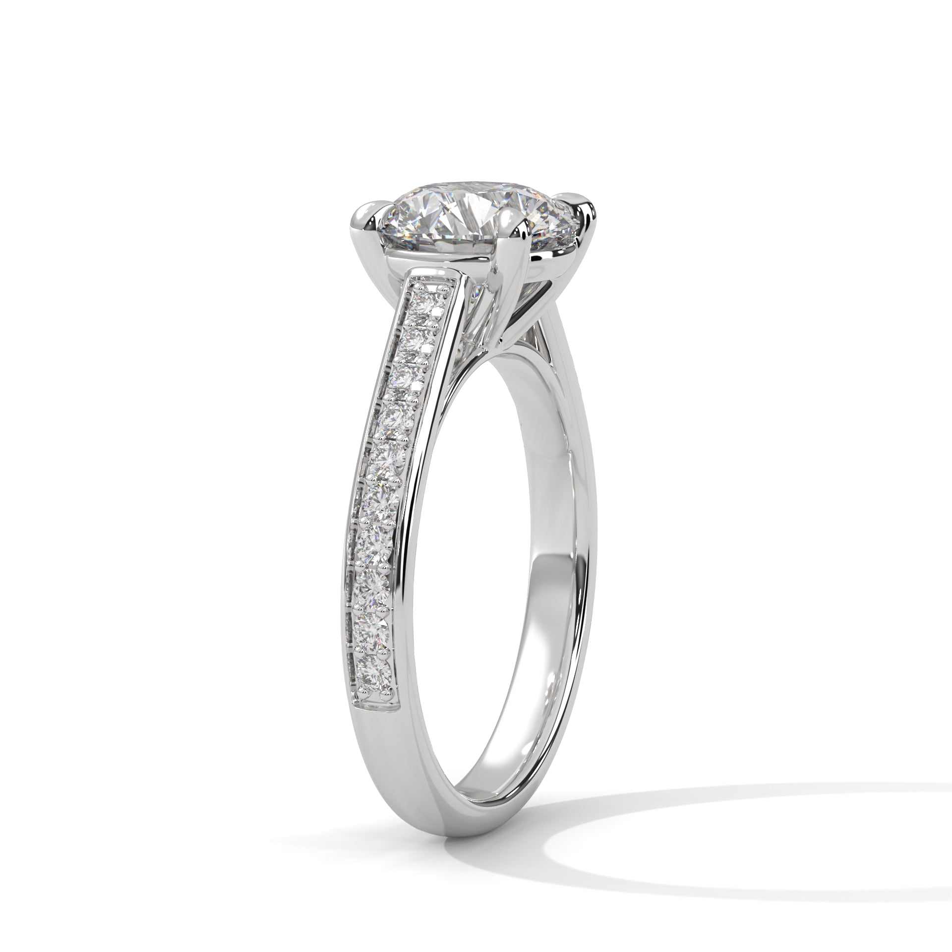 Majestic 2.28 CTW Round-Cut Diamond Pave Engagement Ring | E-VS1
