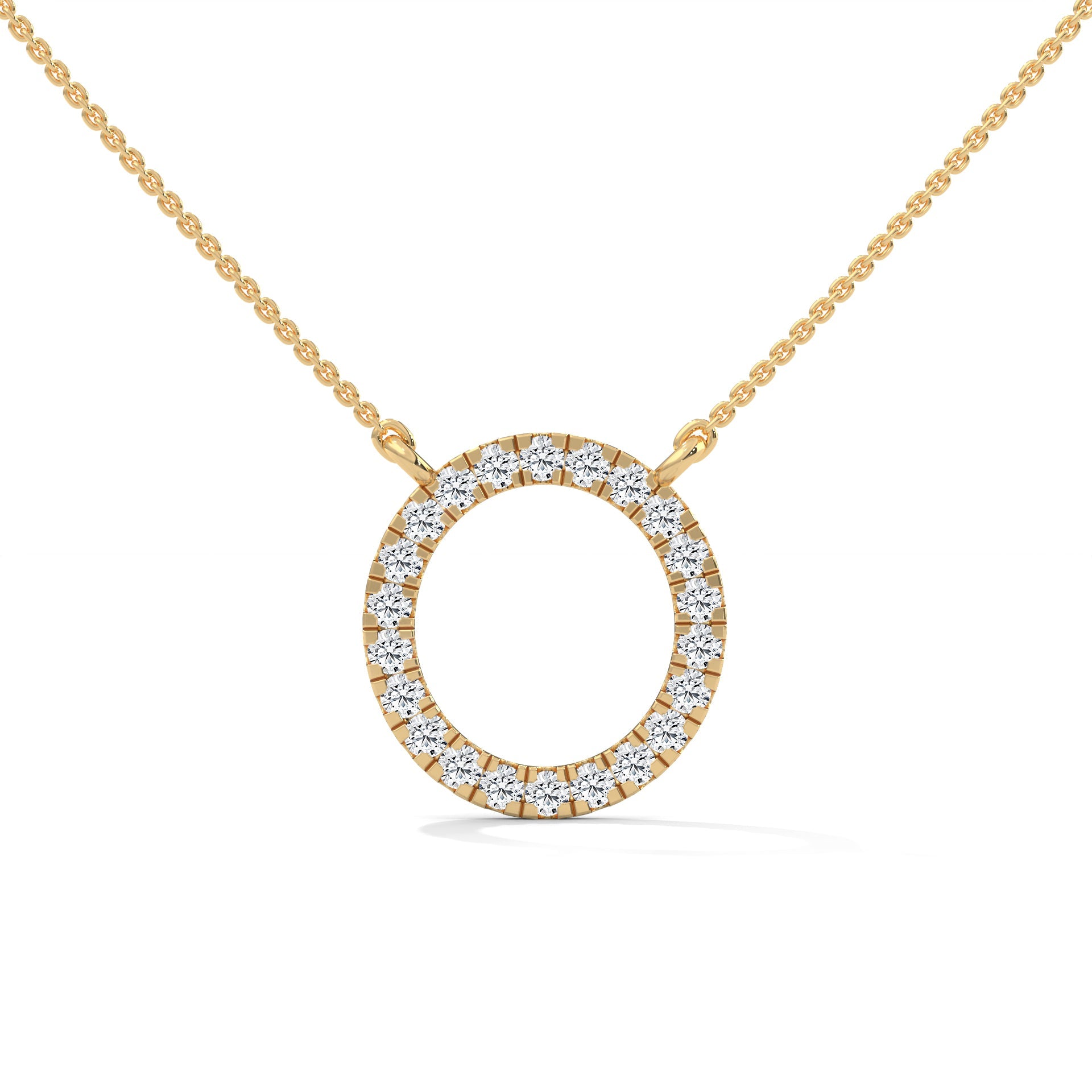 Eternal Circle: 14K Gold Diamond Halo Circle Pendant Necklace | 0.40CTW