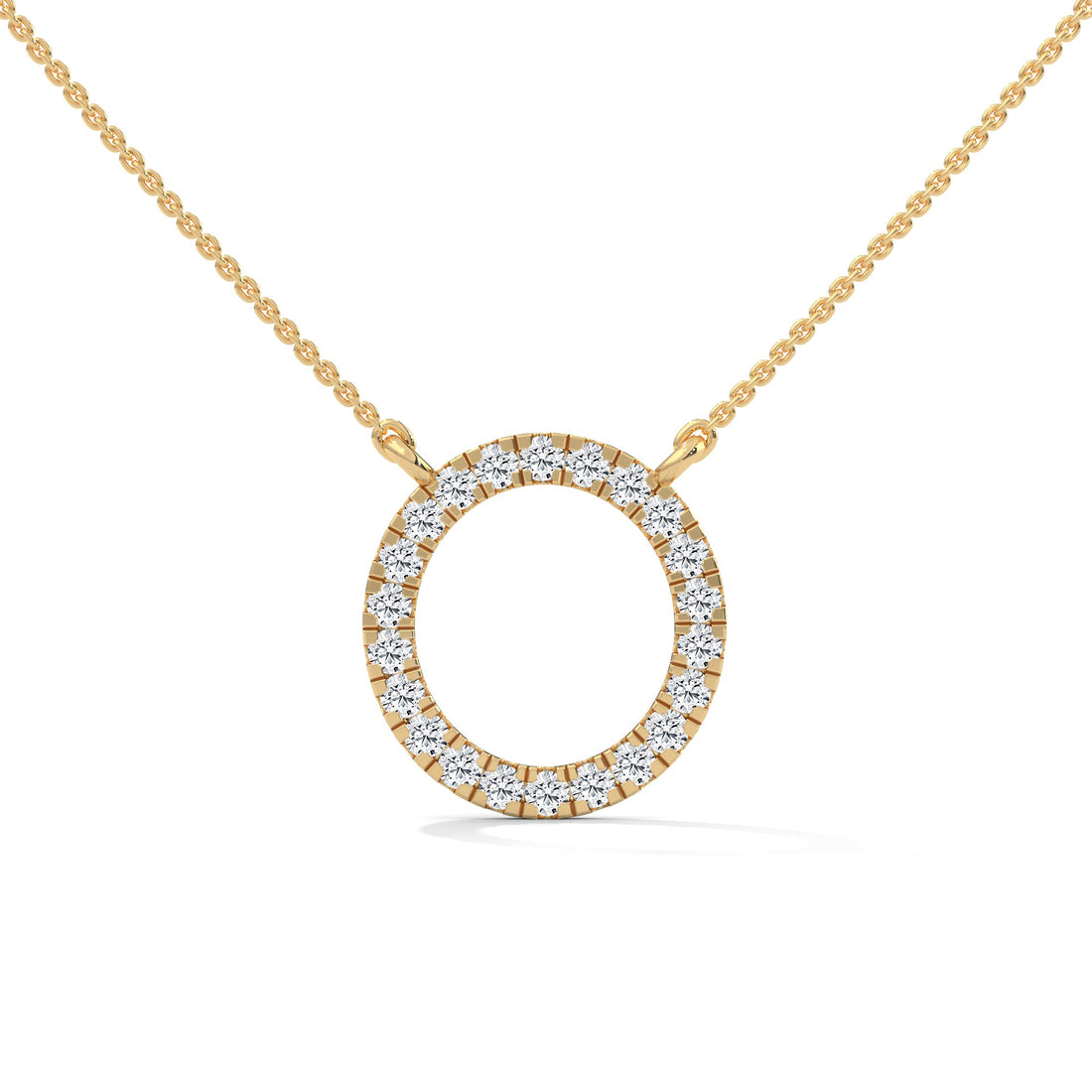 Eternal Circle: 14K Gold Diamond Halo Circle Pendant Necklace | 0.40CTW