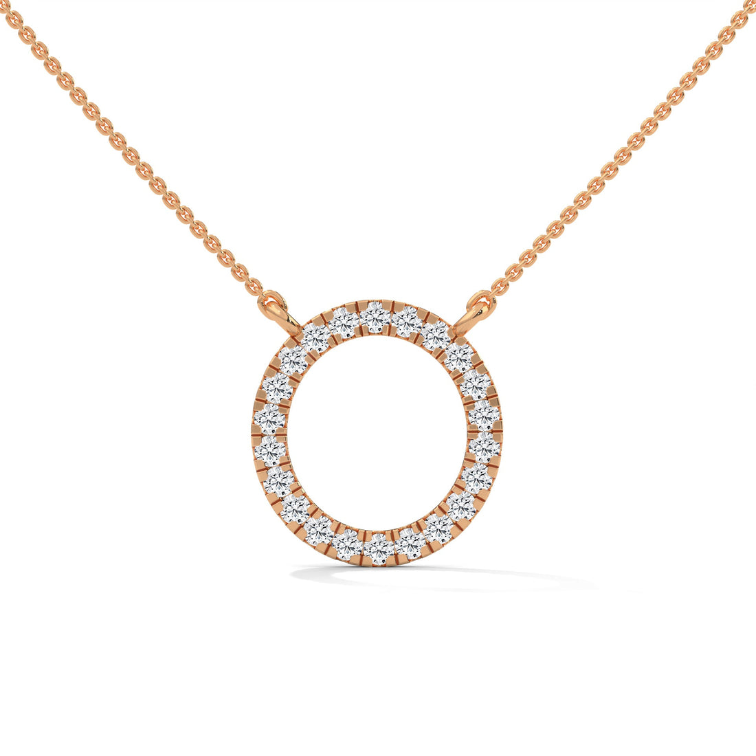 Eternal Circle: 14K Gold Diamond Halo Circle Pendant Necklace | 0.40CTW
