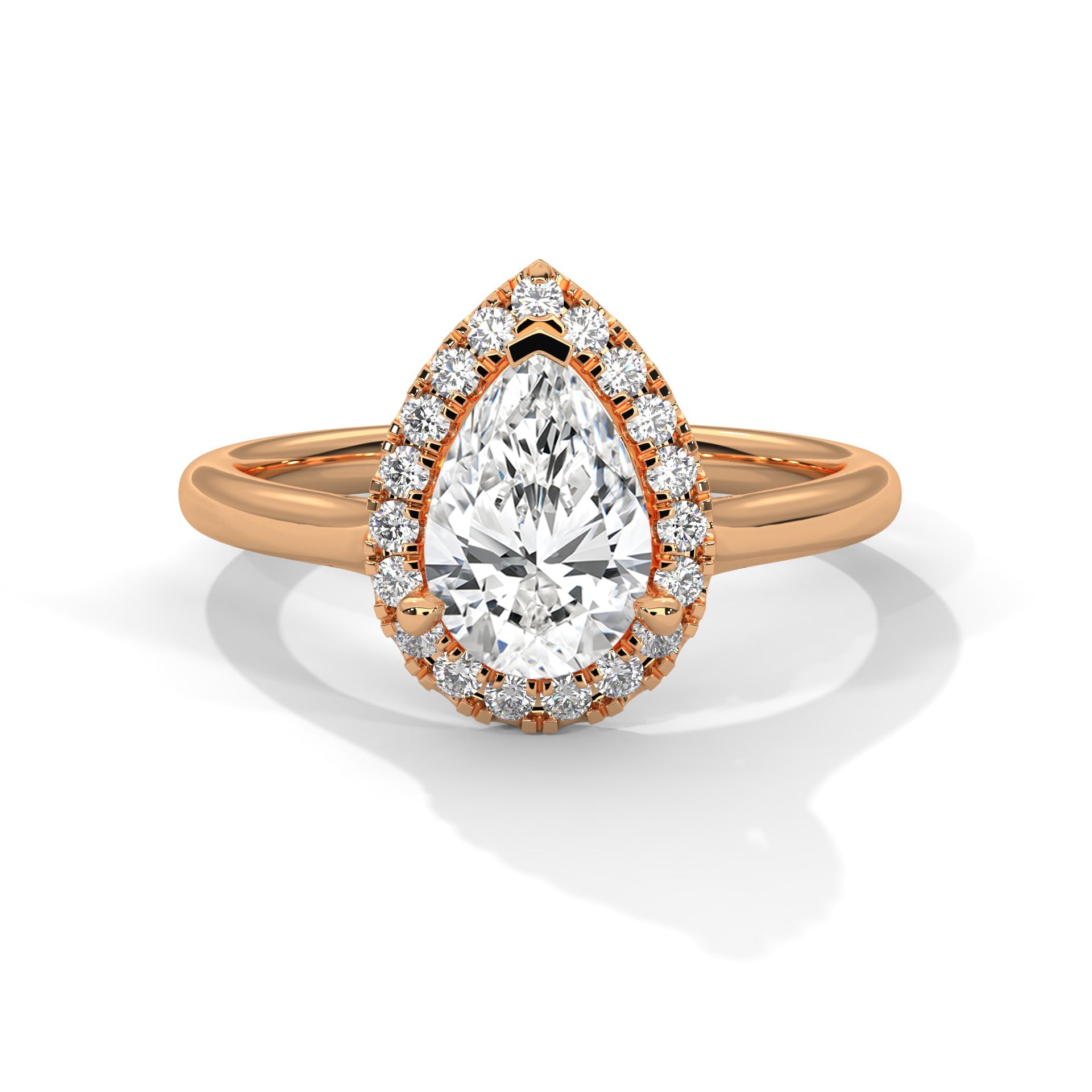 Royal Cascade 3 CT Pear-Cut Lab Grown Diamond Halo Ring | 3.15 CTW