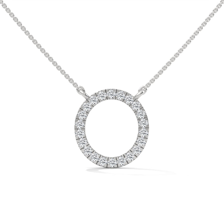 Eternal Circle: 14K Gold Diamond Halo Circle Pendant Necklace | 0.40CTW