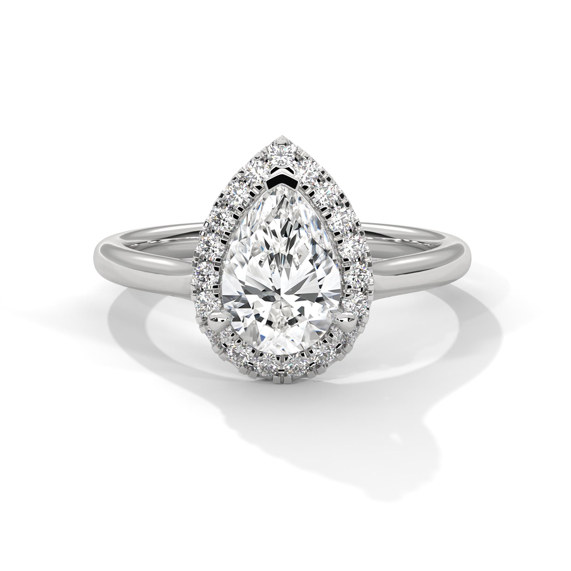 Royal Cascade 3 CT Pear-Cut Lab Grown Diamond Halo Ring | 3.15 CTW