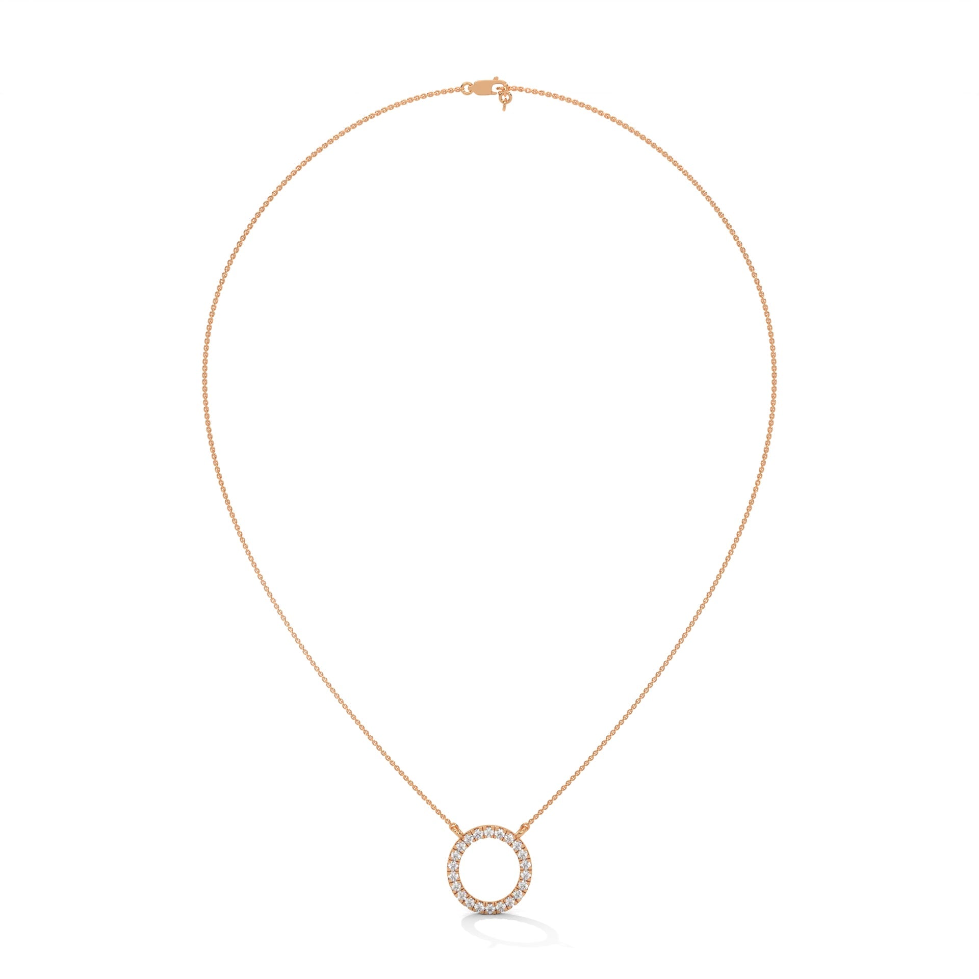 Eternal Circle: 14K Gold Diamond Halo Circle Pendant Necklace | 0.40CTW
