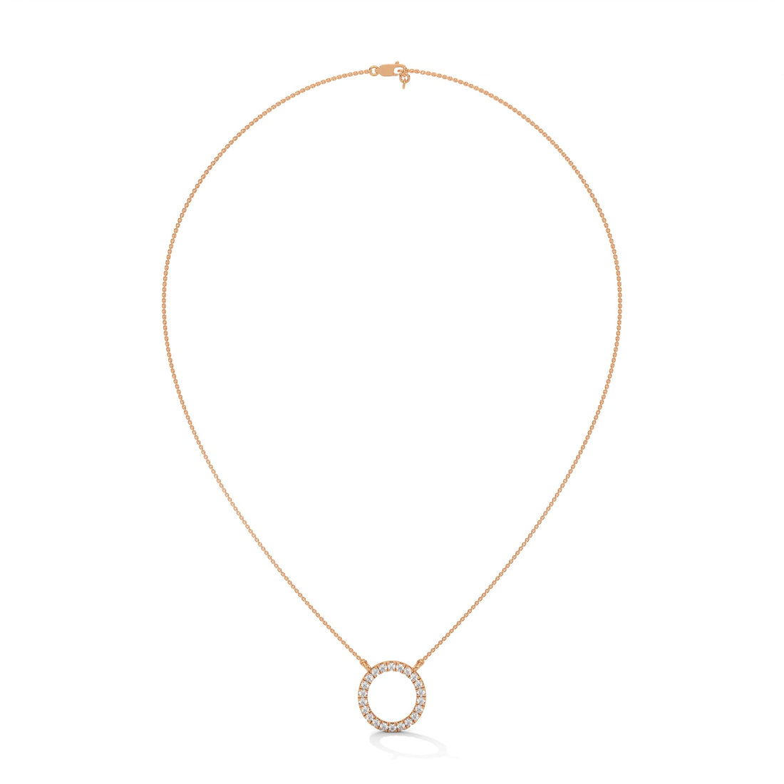 Eternal Circle: 14K Gold Diamond Halo Circle Pendant Necklace | 0.40CTW