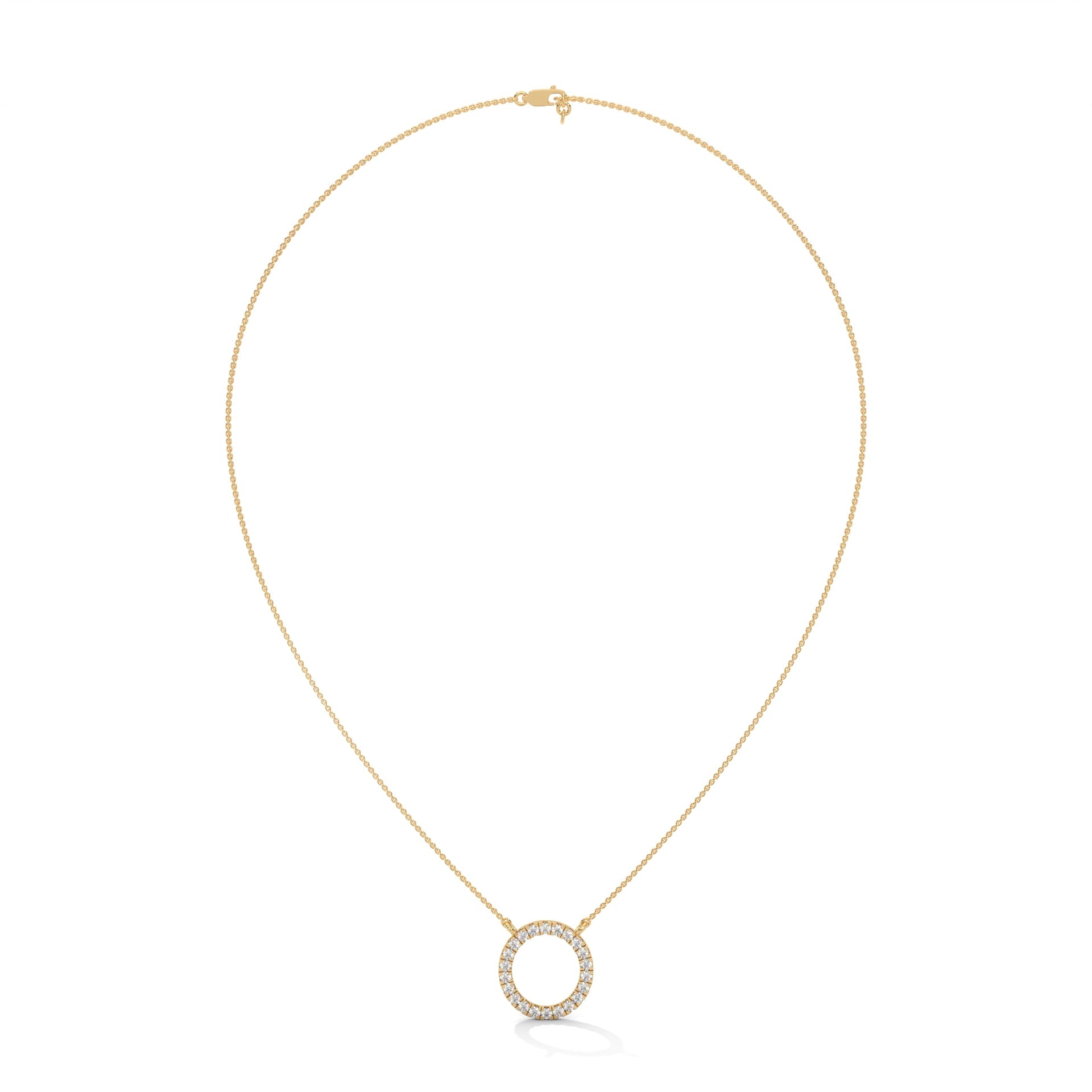 Eternal Circle: 14K Gold Diamond Halo Circle Pendant Necklace | 0.40CTW