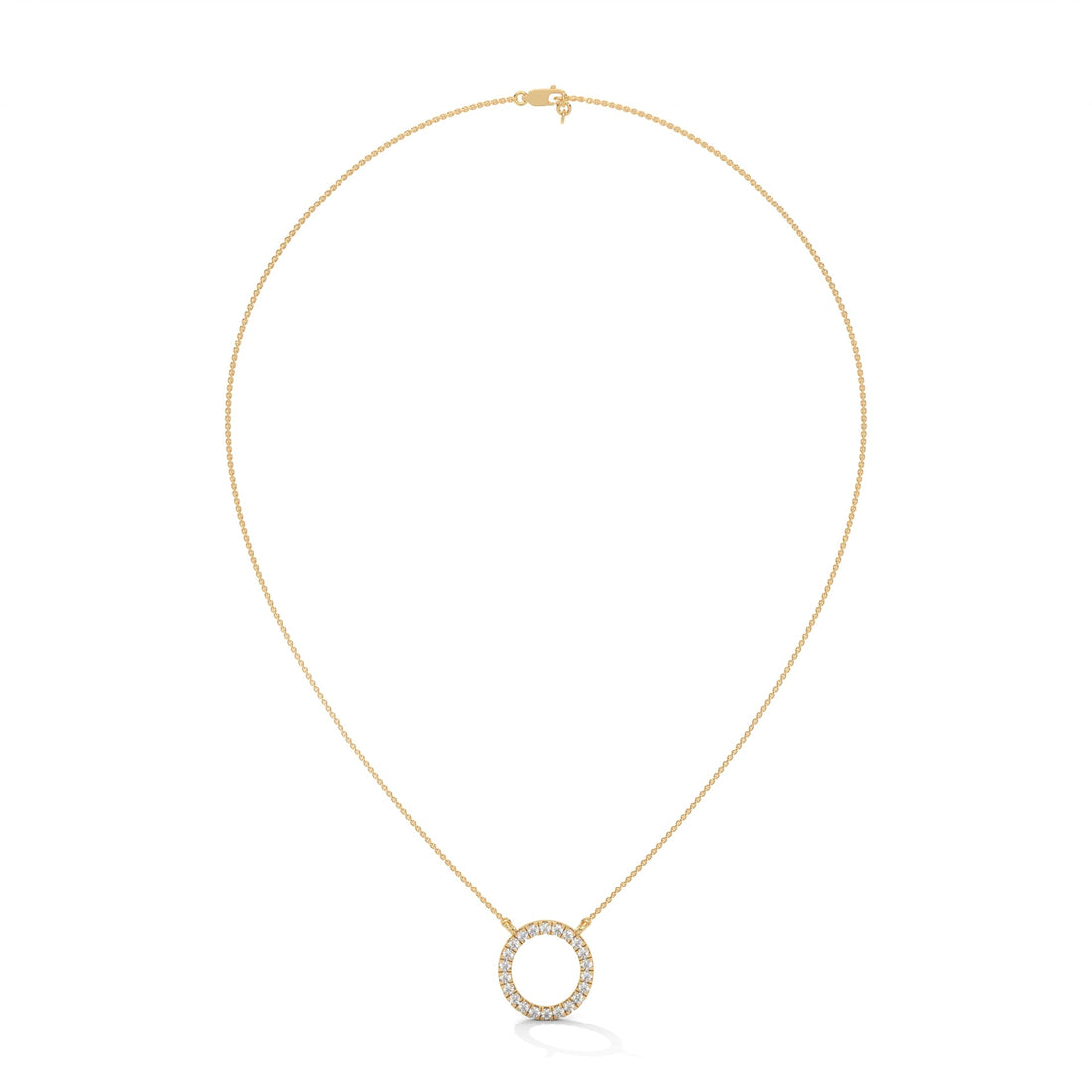 Eternal Circle: 14K Gold Diamond Halo Circle Pendant Necklace | 0.40CTW