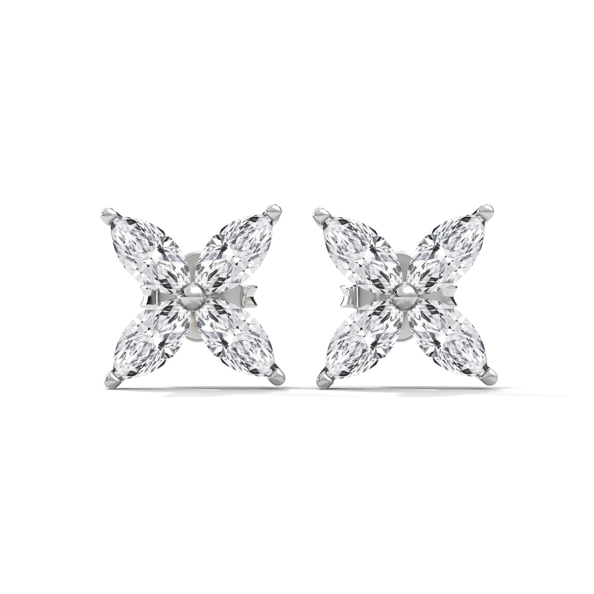 Radiant Petals Marquise Cut Diamond Floral Earrings 14K&18K Gold | 1.12 CTW