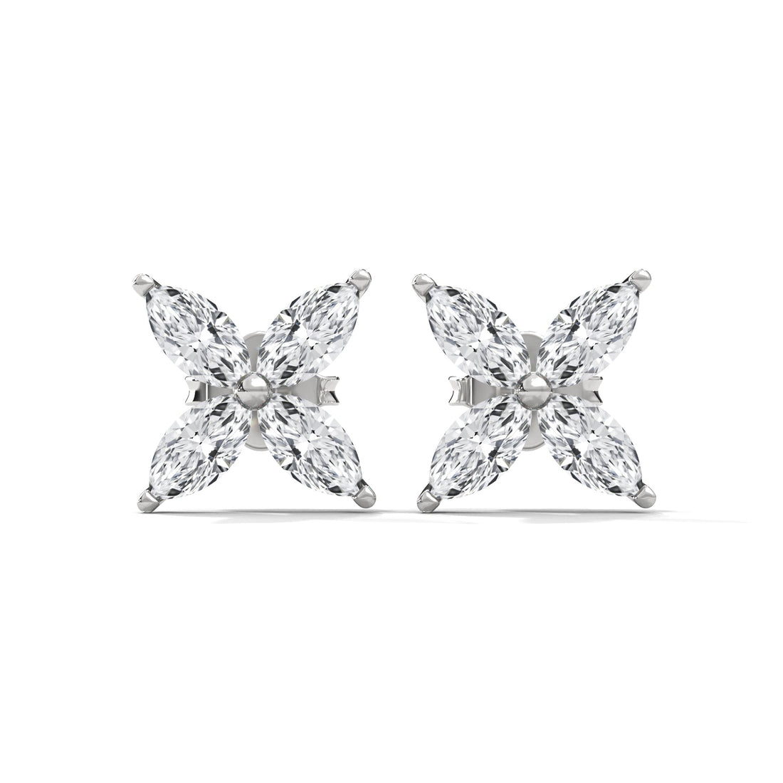 Radiant Petals Marquise Cut Diamond Floral Earrings 14K&18K Gold | 1.12 CTW
