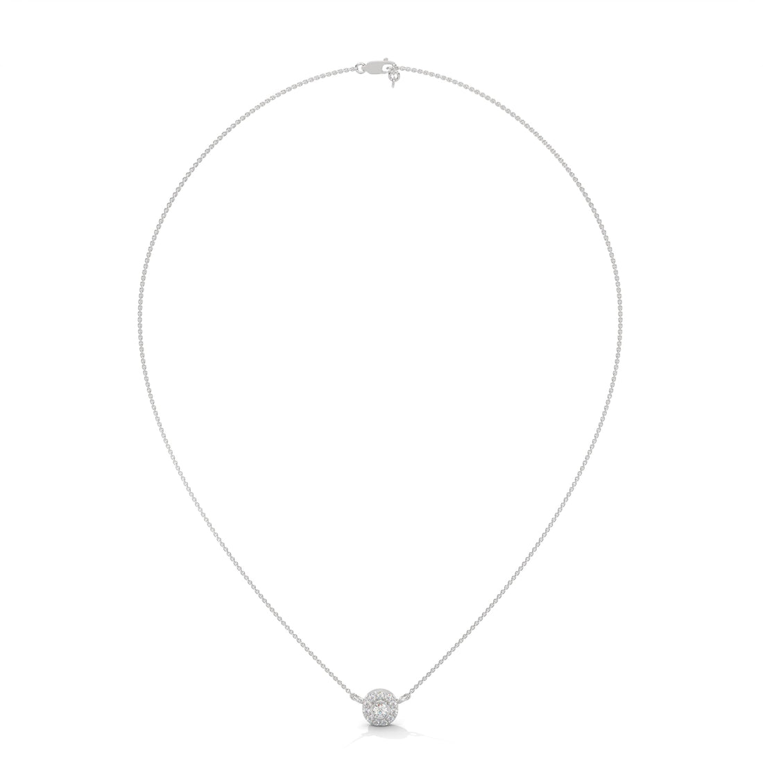 Round-Cut Diamond Bezel Halo Pendant 14K Gold Necklace | 0.26 CTW