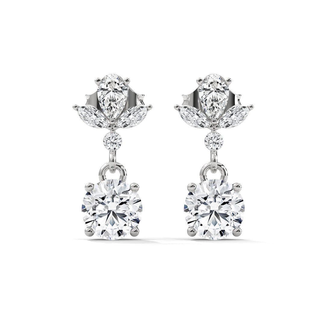 Floral Diamond Drop Earrings in 14K & 18K Gold | 1.50 CTW