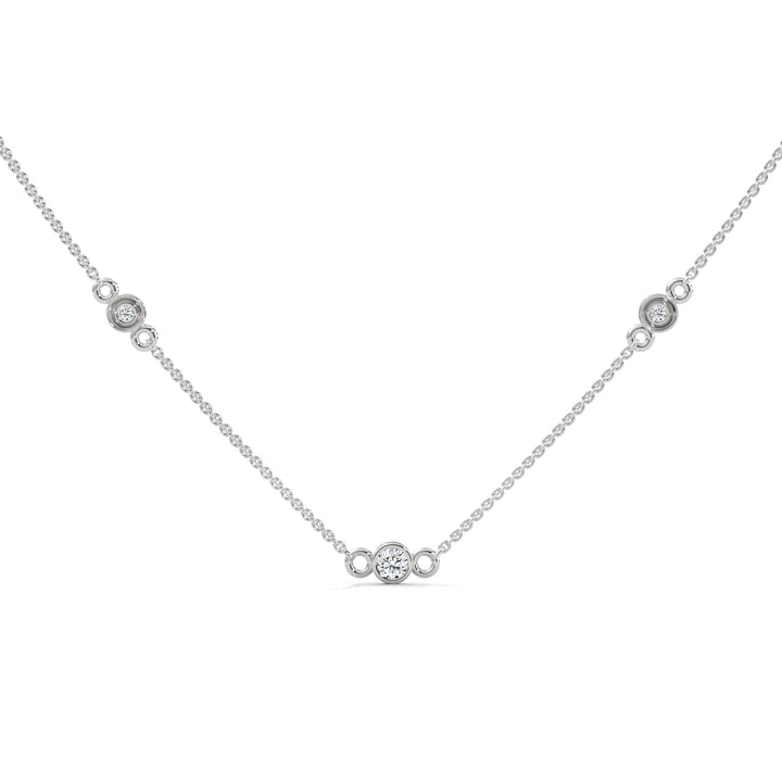 Celestial Harmony: 14K Gold Bezel-Set Diamond Station Necklace