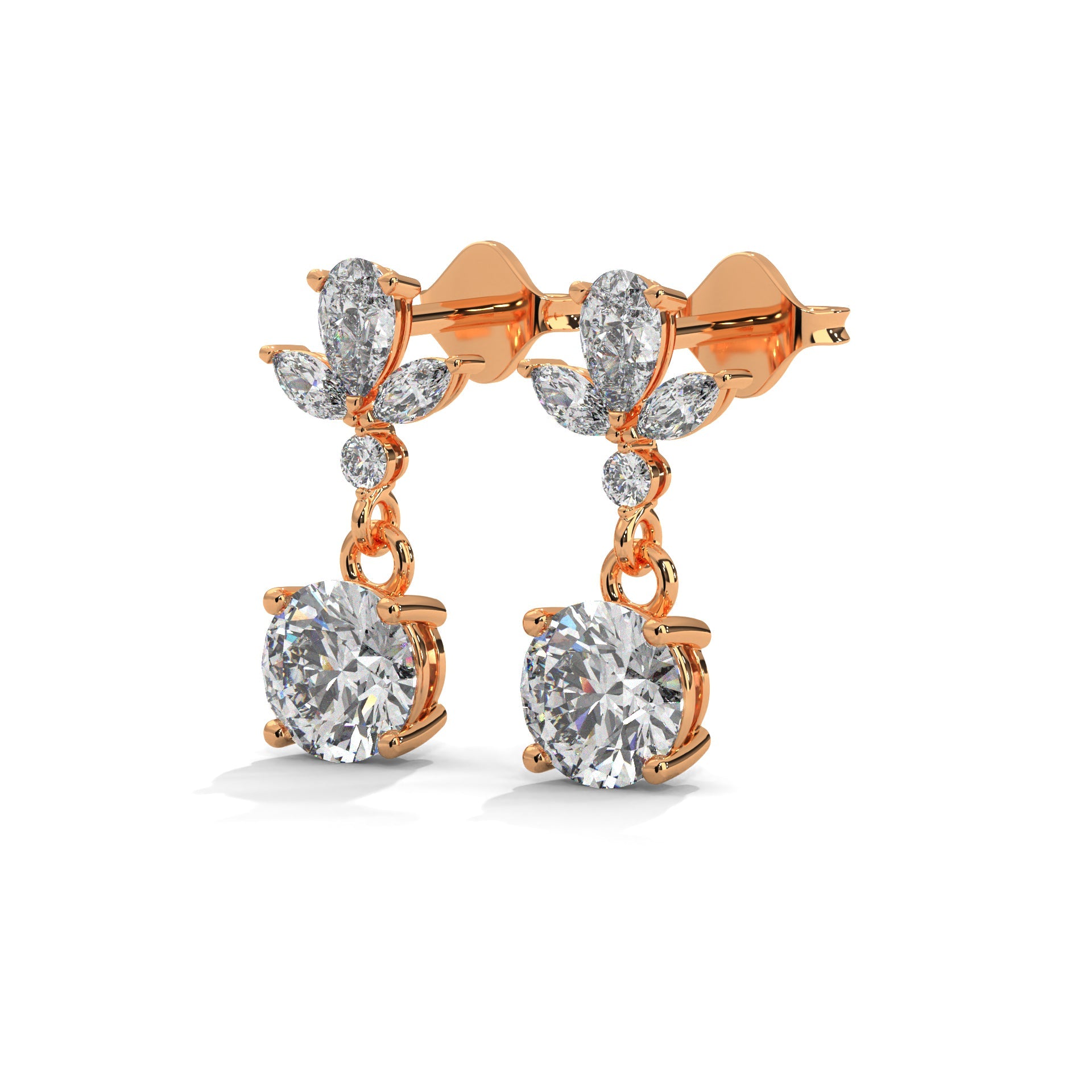 Floral Diamond Drop Earrings in 14K & 18K Gold | 1.50 CTW