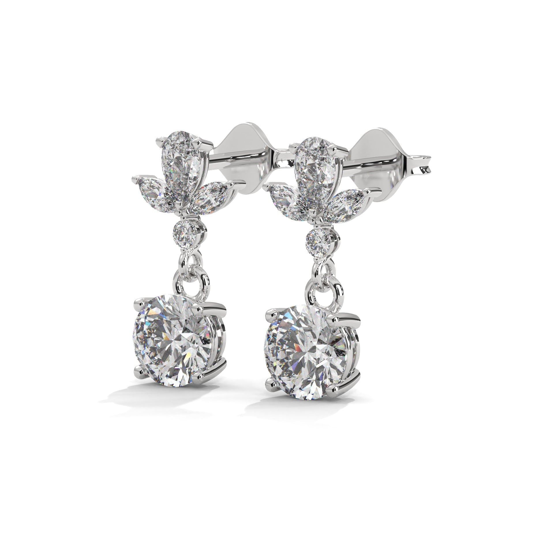 Floral Diamond Drop Earrings in 14K & 18K Gold | 1.50 CTW