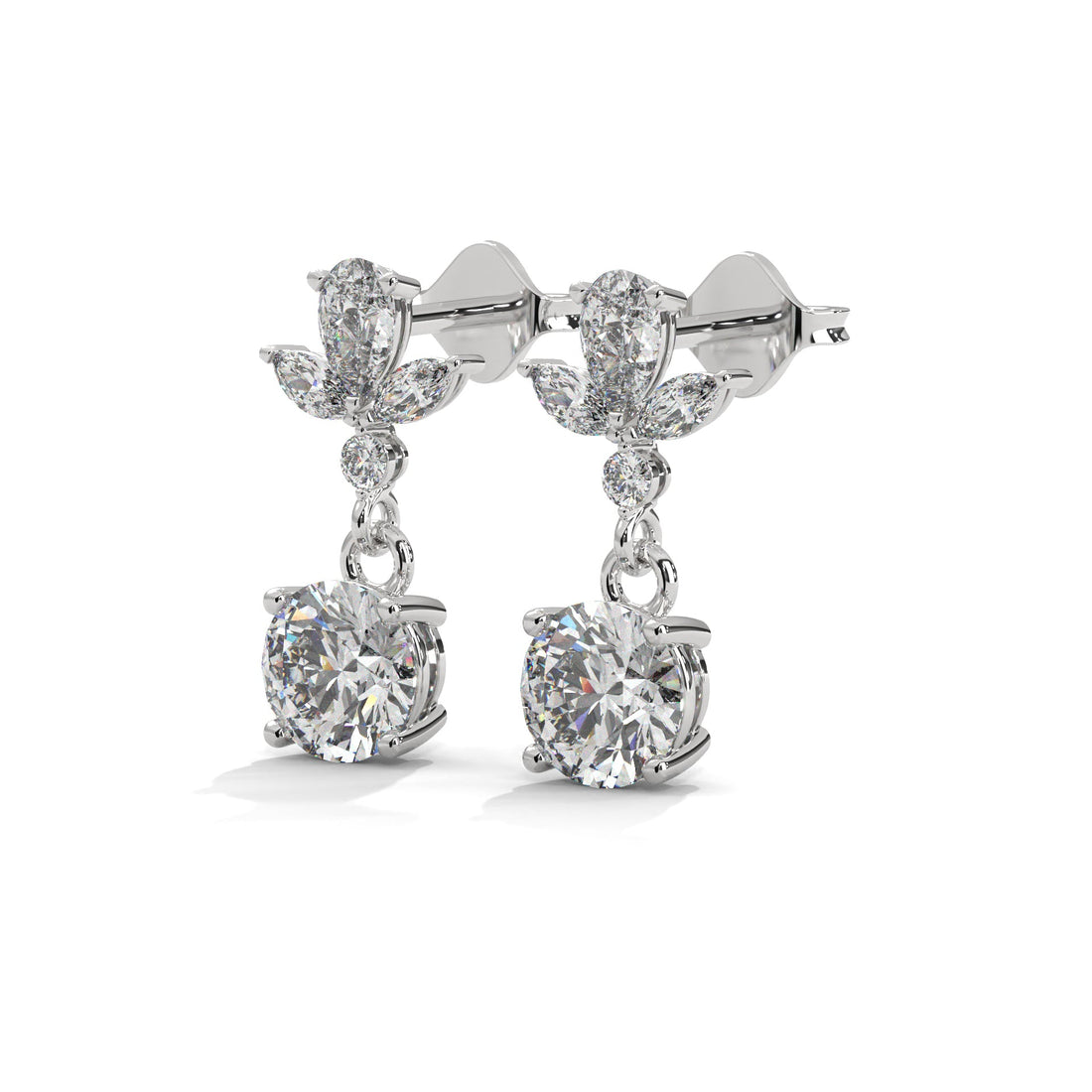 Floral Diamond Drop Earrings in 14K & 18K Gold | 1.50 CTW