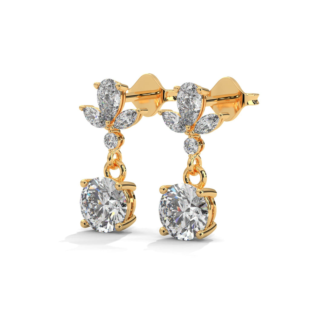 Floral Diamond Drop Earrings in 14K & 18K Gold | 1.50 CTW