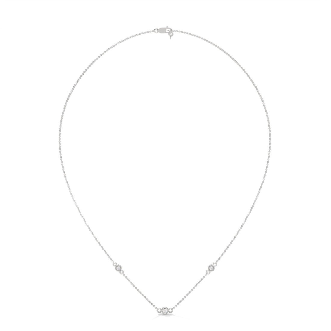 Celestial Harmony: 14K Gold Bezel-Set Diamond Station Necklace