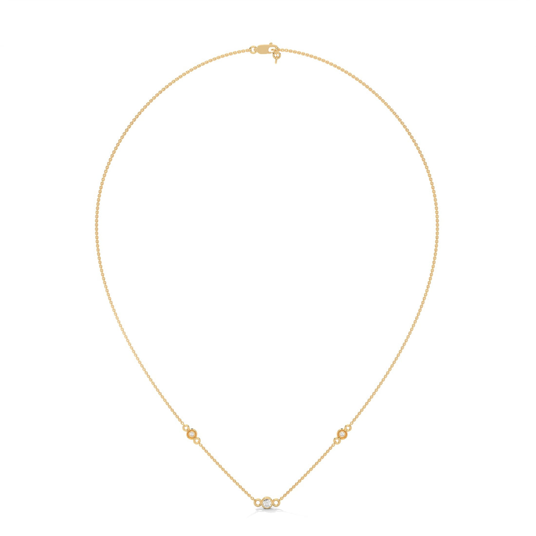 Celestial Harmony: 14K Gold Bezel-Set Diamond Station Necklace