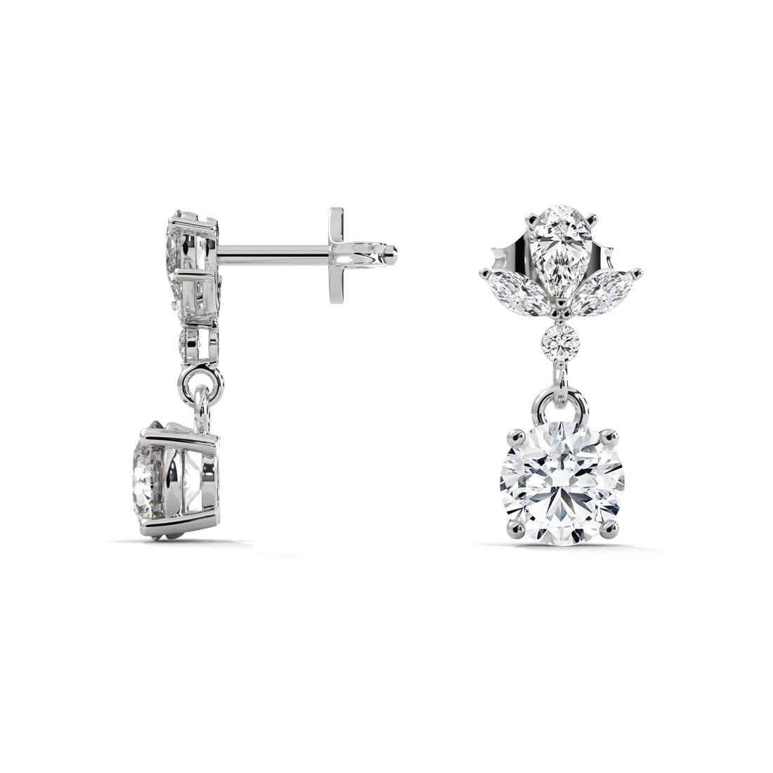 Floral Diamond Drop Earrings in 14K & 18K Gold | 1.50 CTW
