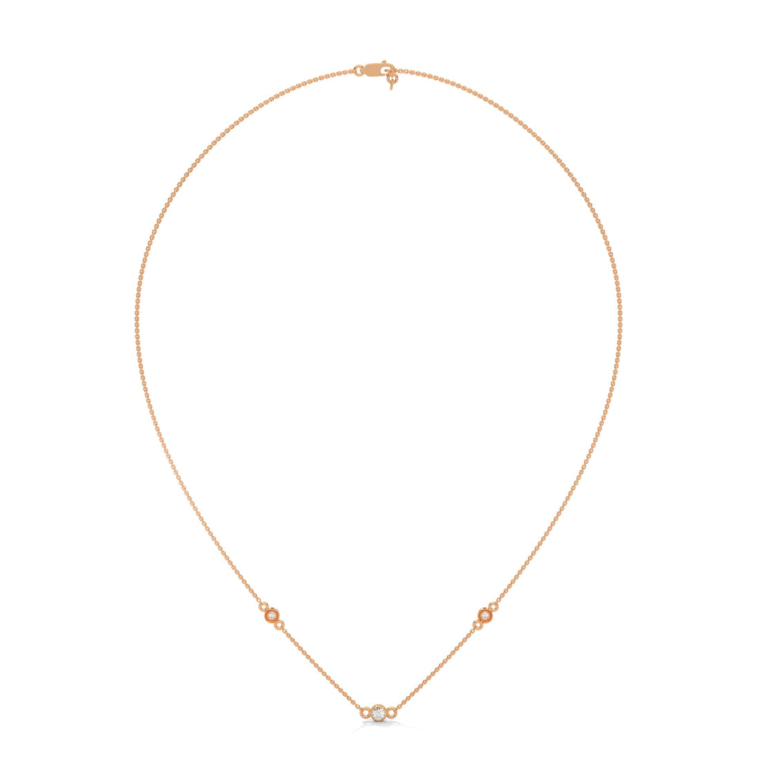 Celestial Harmony: 14K Gold Bezel-Set Diamond Station Necklace