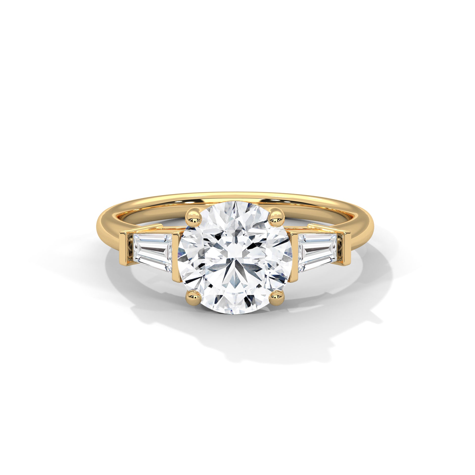 Lumina 2.58 CTW Round-Cut & Baguette Diamond Three-Stone Ring | E-VVS2
