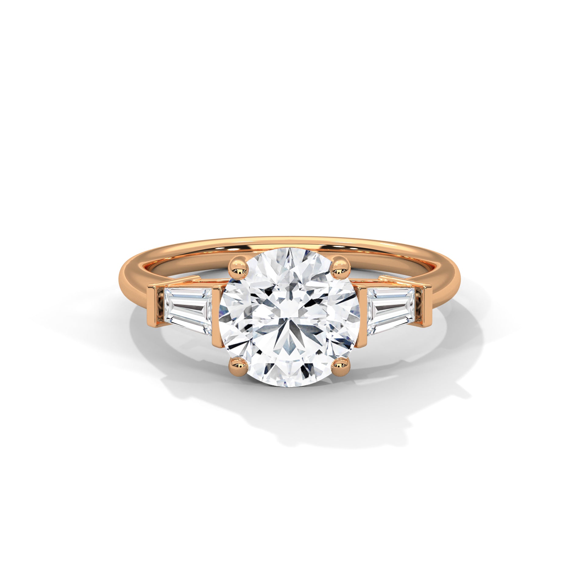 Lumina 2.58 CTW Round-Cut & Baguette Diamond Three-Stone Ring | E-VVS2