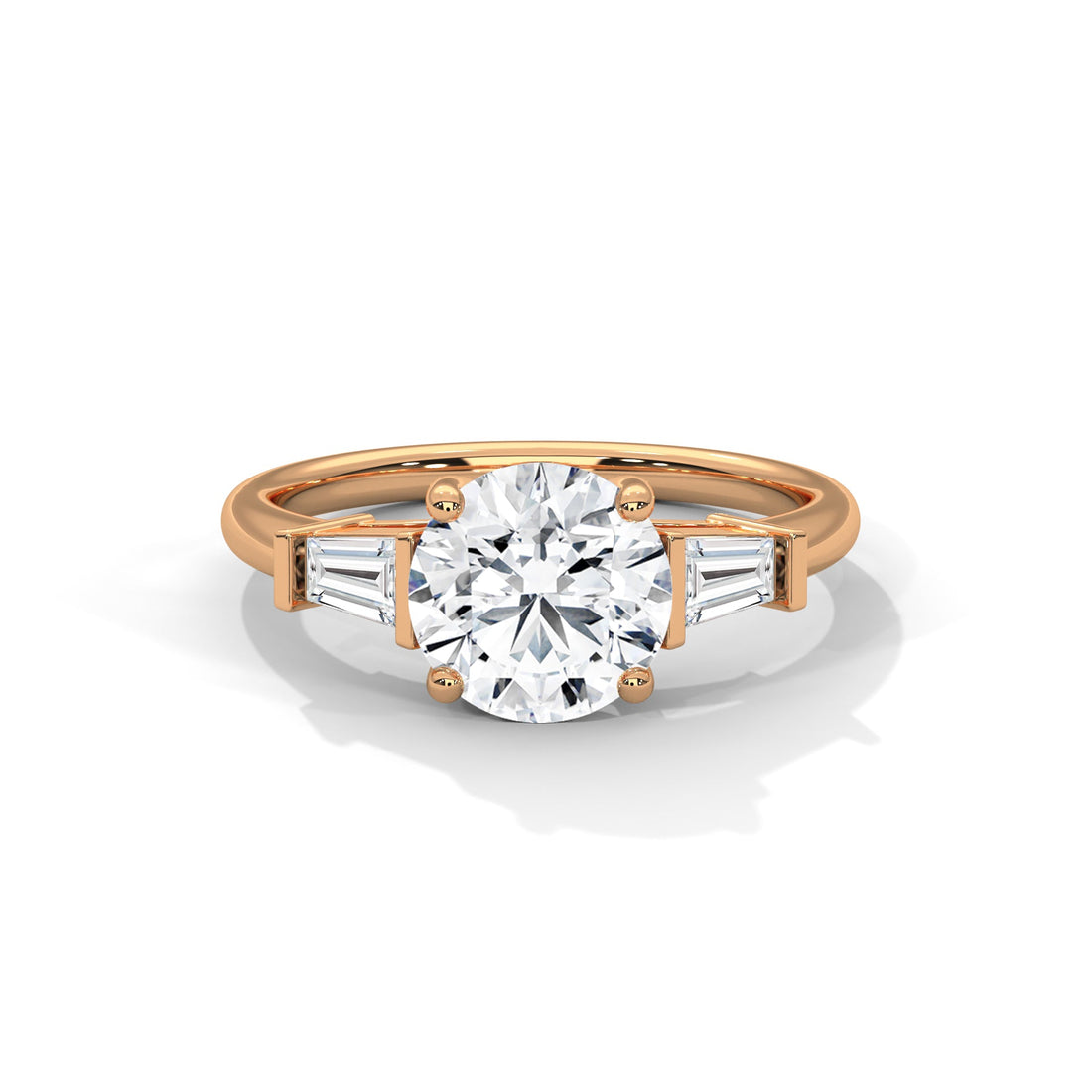 Lumina 2.58 CTW Round-Cut & Baguette Diamond Three-Stone Ring | E-VVS2