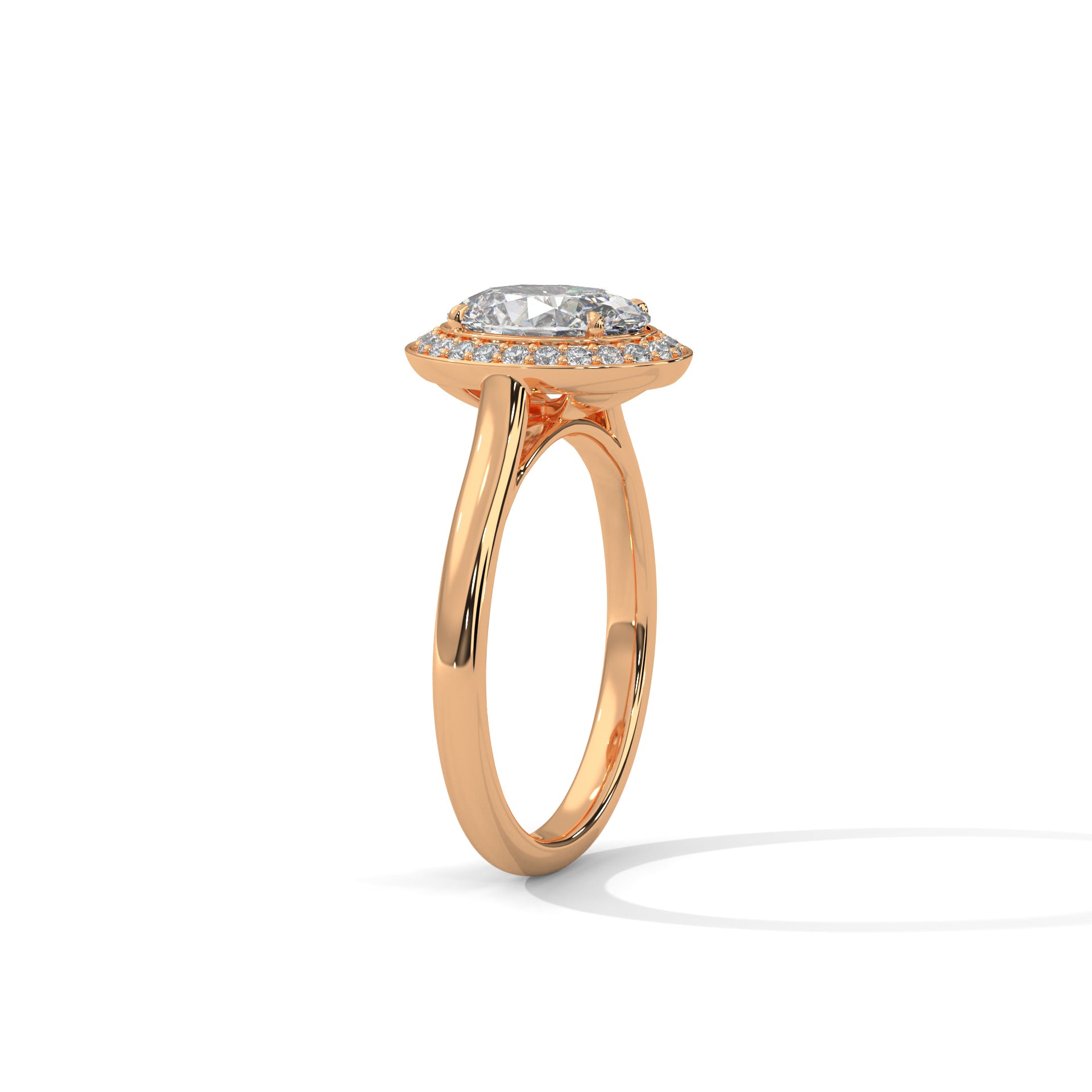 Lustrous 2.18 CTW Oval-Cut Diamond Bezel Halo Ring | D-VS2
