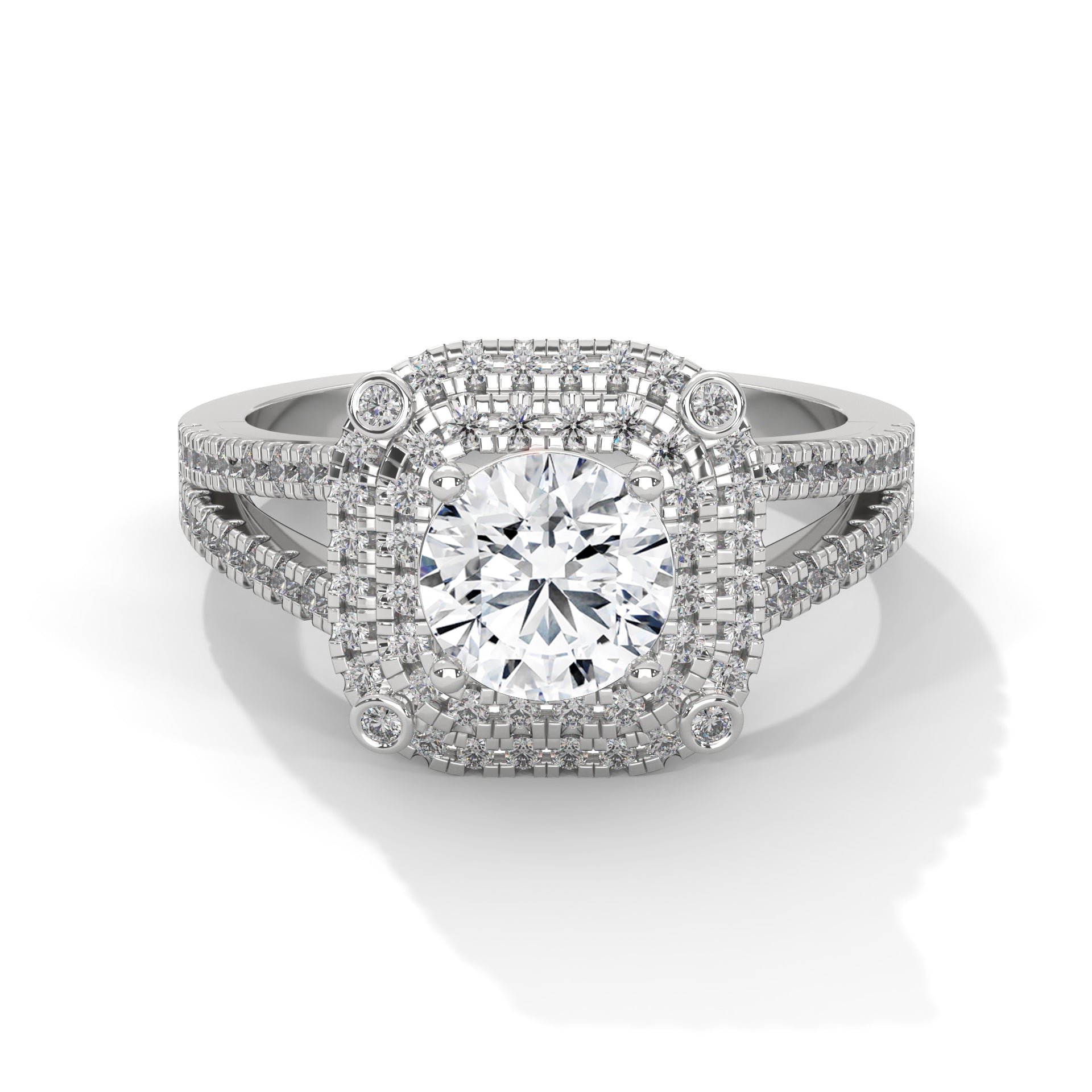 The Radiant Crown 1.40 CTW Round-Cut Diamond Engagement Ring | F-VS1