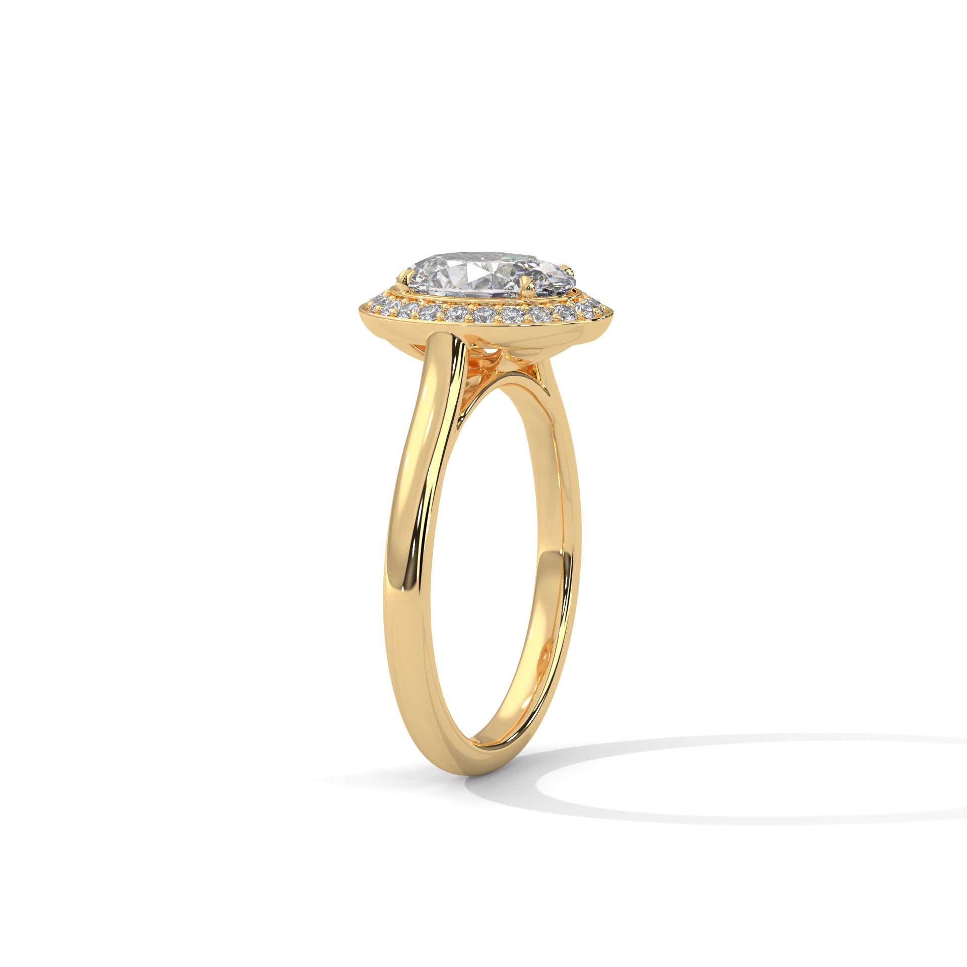Lustrous 2.18 CTW Oval-Cut Diamond Bezel Halo Ring | D-VS2