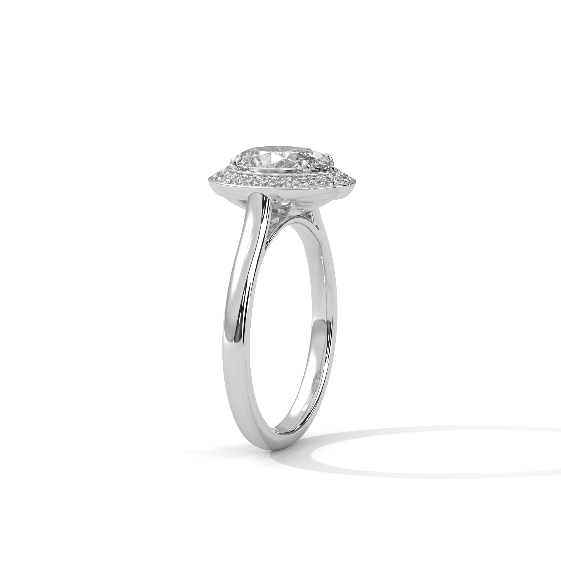 Lustrous 2.18 CTW Oval-Cut Diamond Bezel Halo Ring | D-VS2