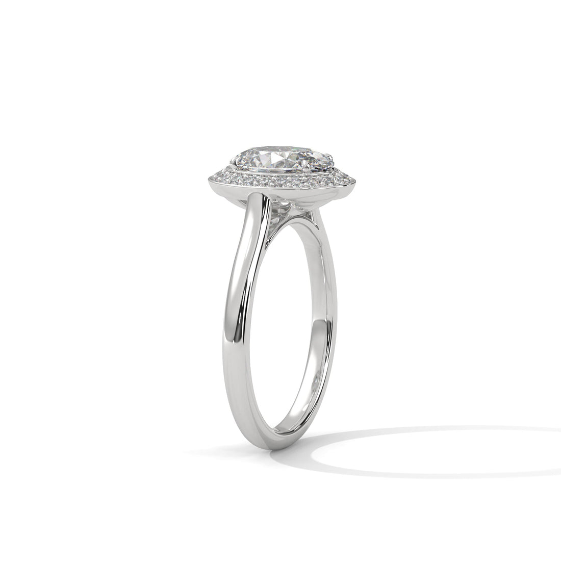 Lustrous 2.18 CTW Oval-Cut Diamond Bezel Halo Ring | D-VS2