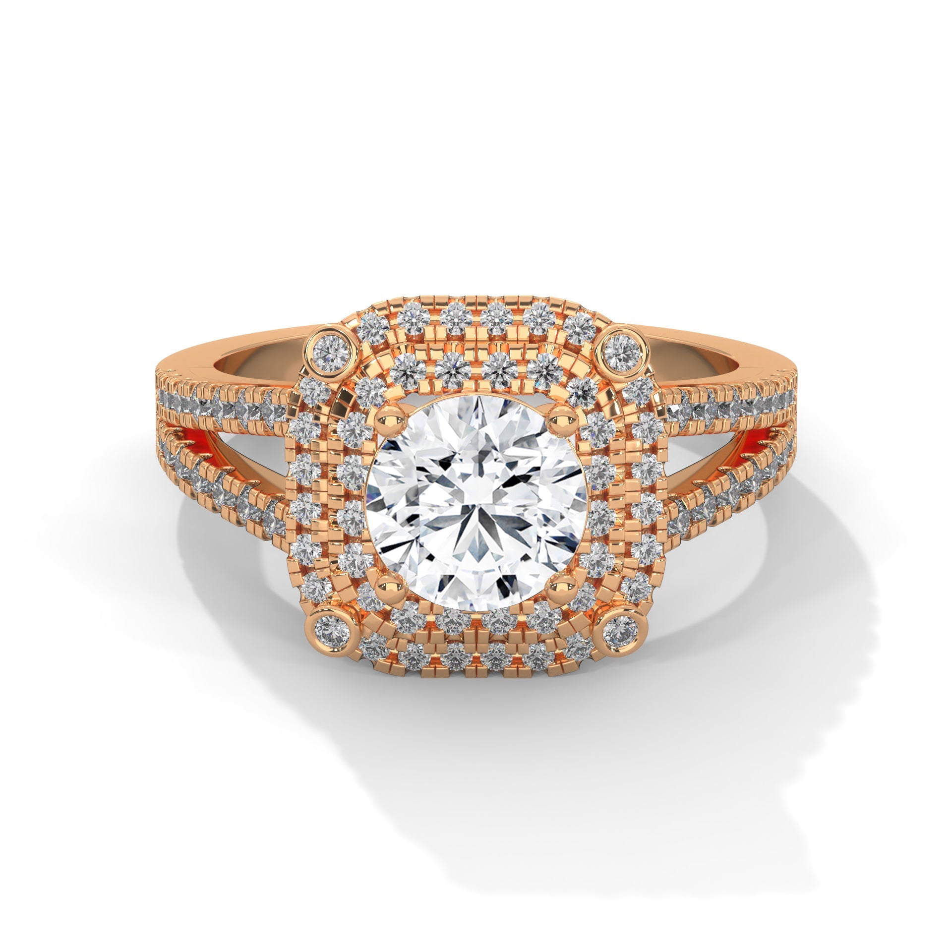 The Radiant Crown 1.40 CTW Round-Cut Diamond Engagement Ring | F-VS1