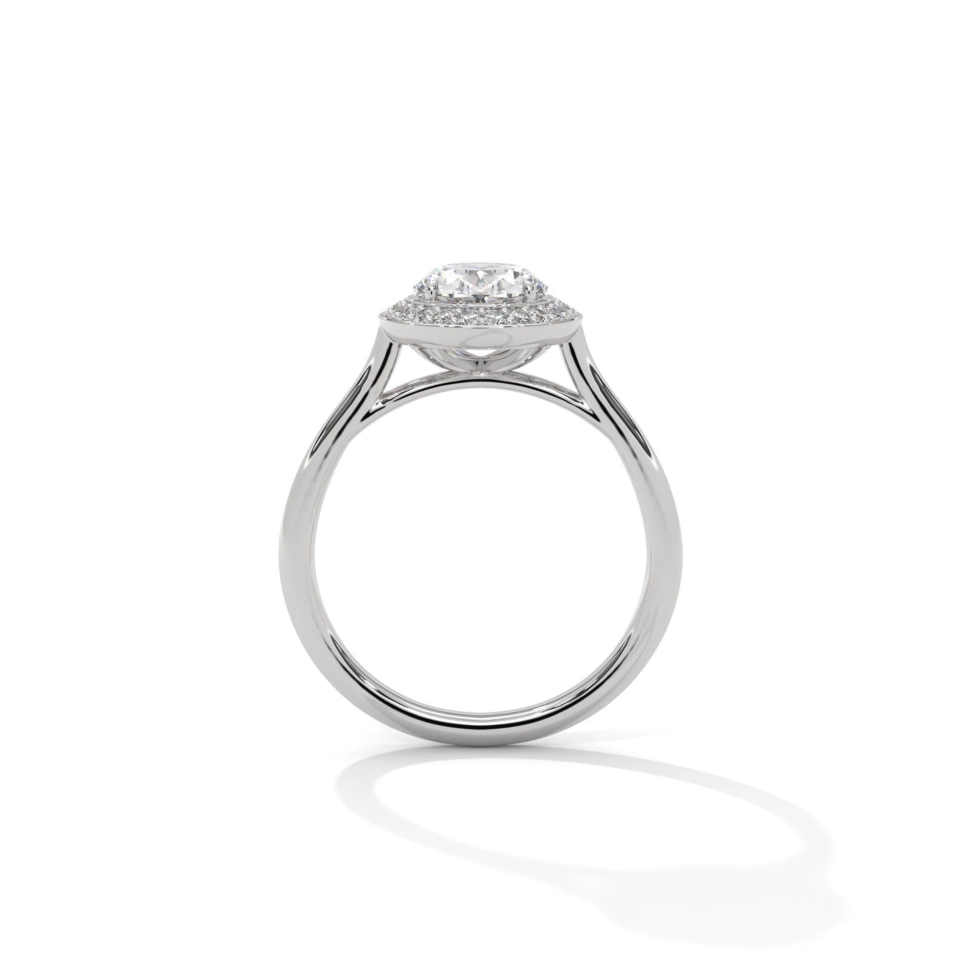 Lustrous 2.18 CTW Oval-Cut Diamond Bezel Halo Ring | D-VS2