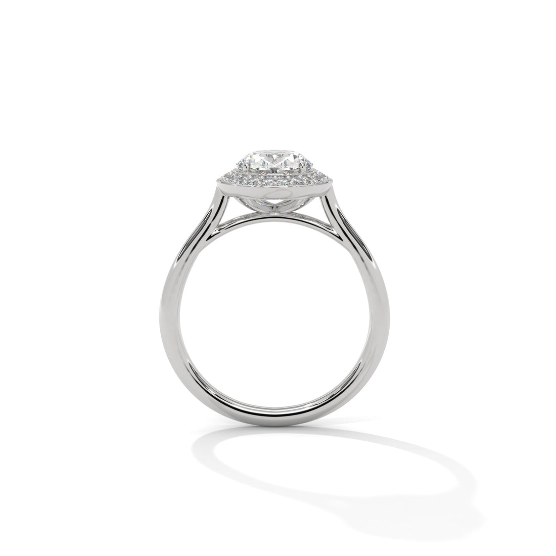 Lustrous 2.18 CTW Oval-Cut Diamond Bezel Halo Ring | D-VS2