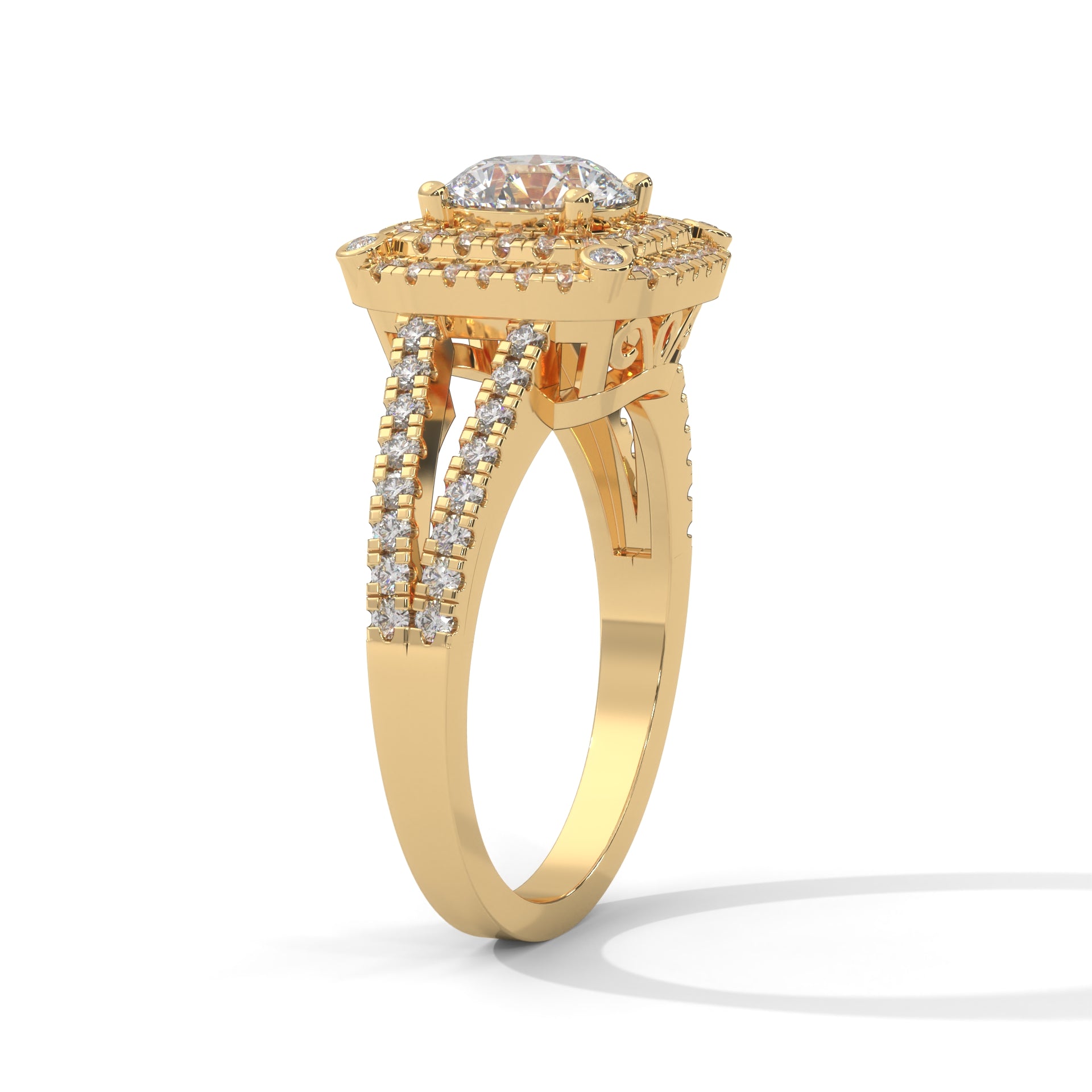 The Radiant Crown 1.40 CTW Round-Cut Diamond Engagement Ring | F-VS1