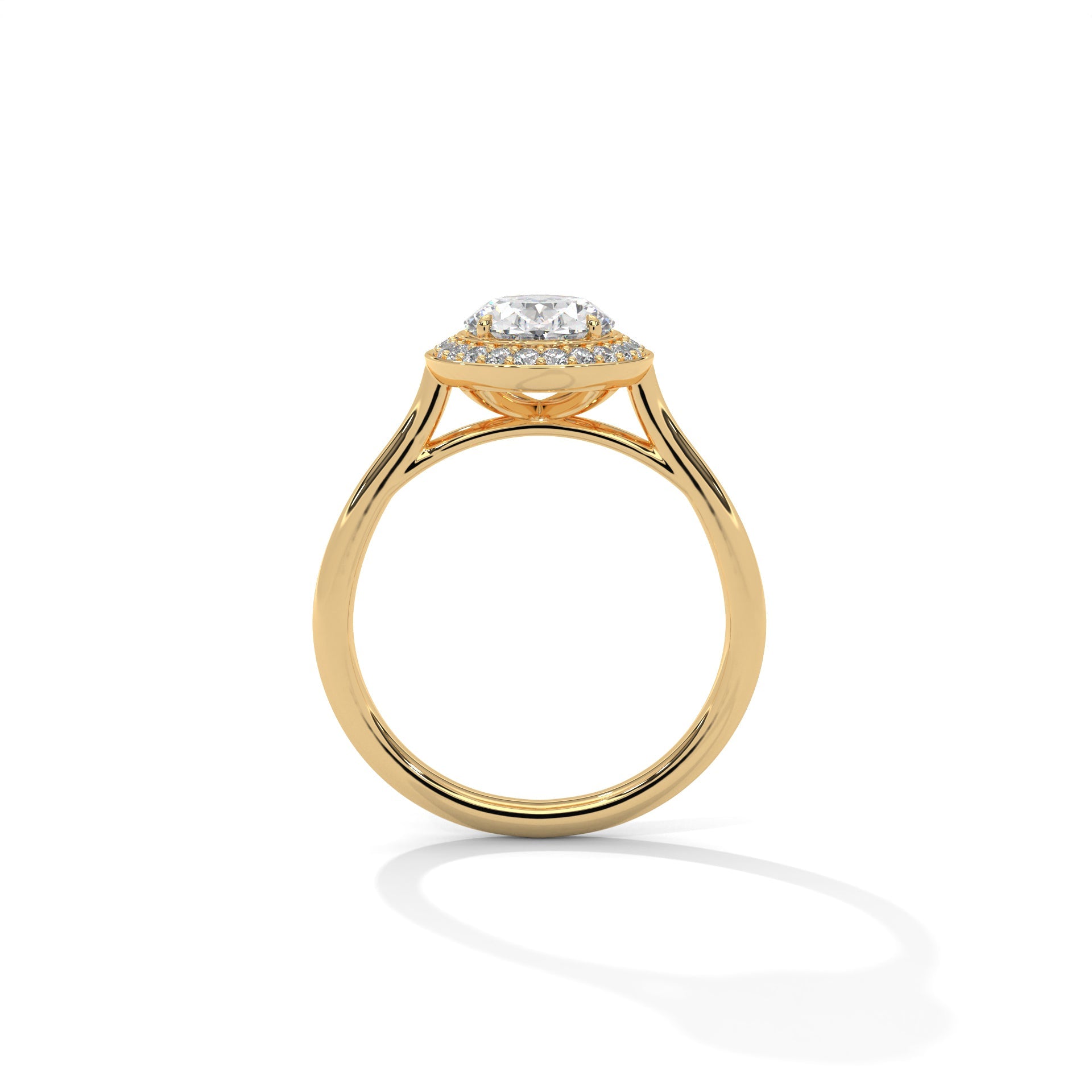 Lustrous 2.18 CTW Oval-Cut Diamond Bezel Halo Ring | D-VS2